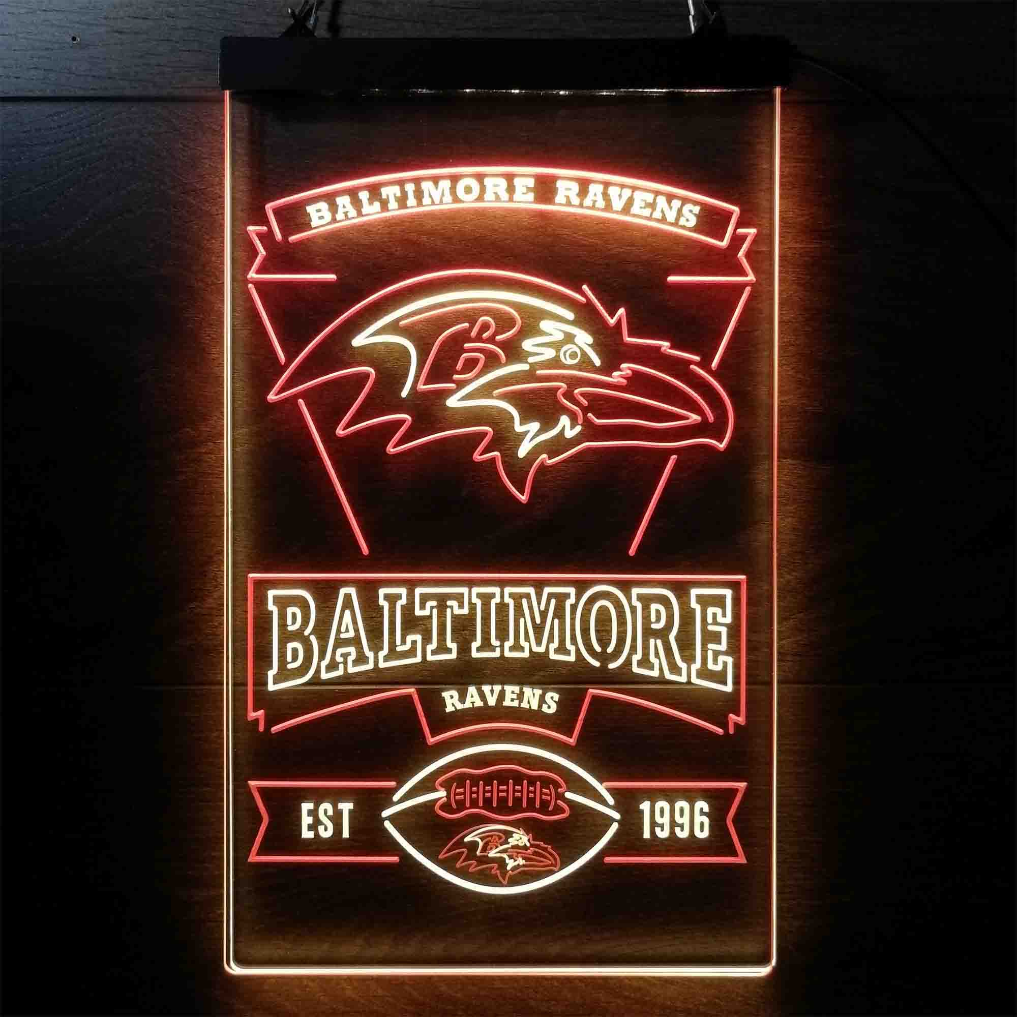 Baltimore Ravens Est. 1996 Dual Color LED Neon Sign ProLedSign