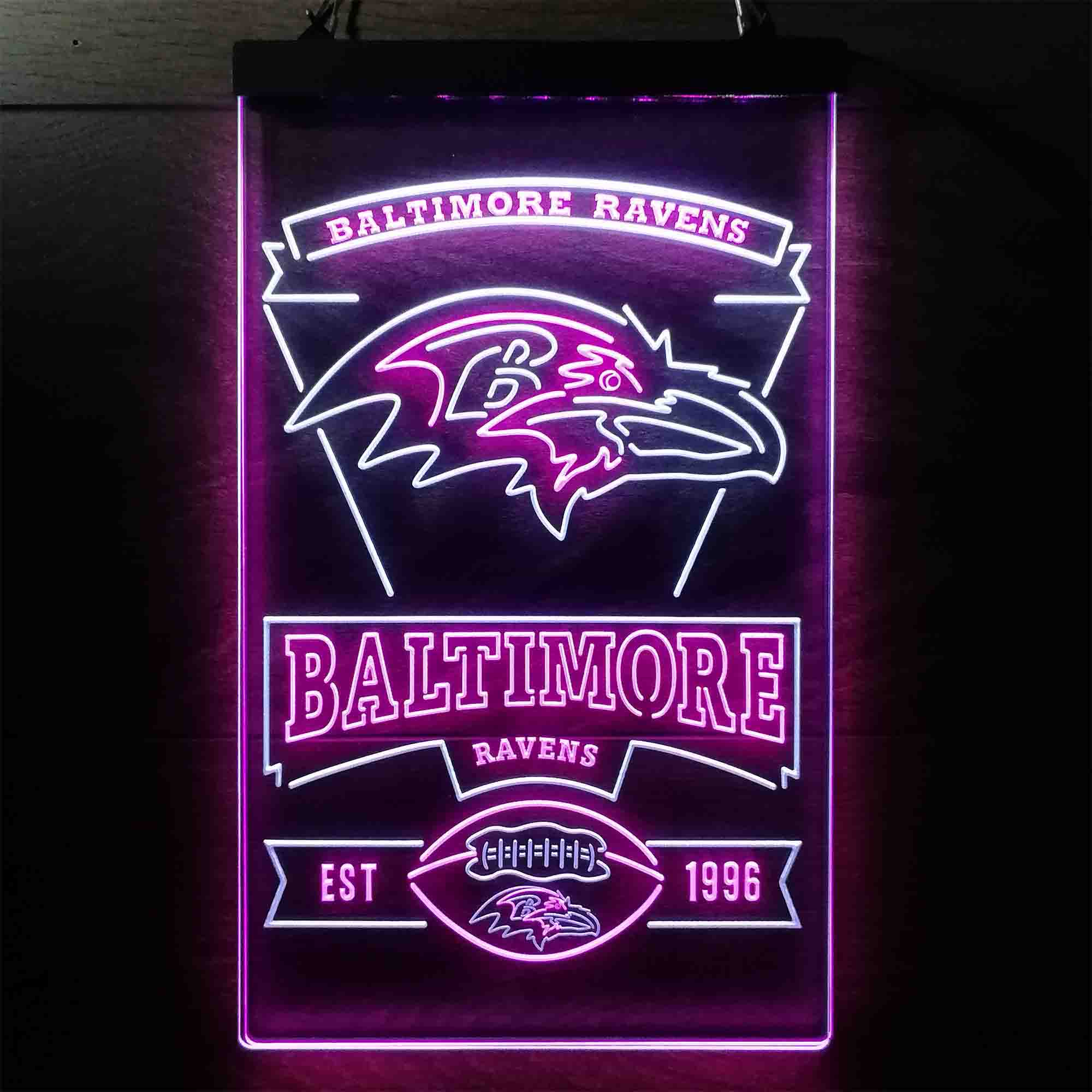 Baltimore Ravens Est. 1996 Dual Color LED Neon Sign ProLedSign