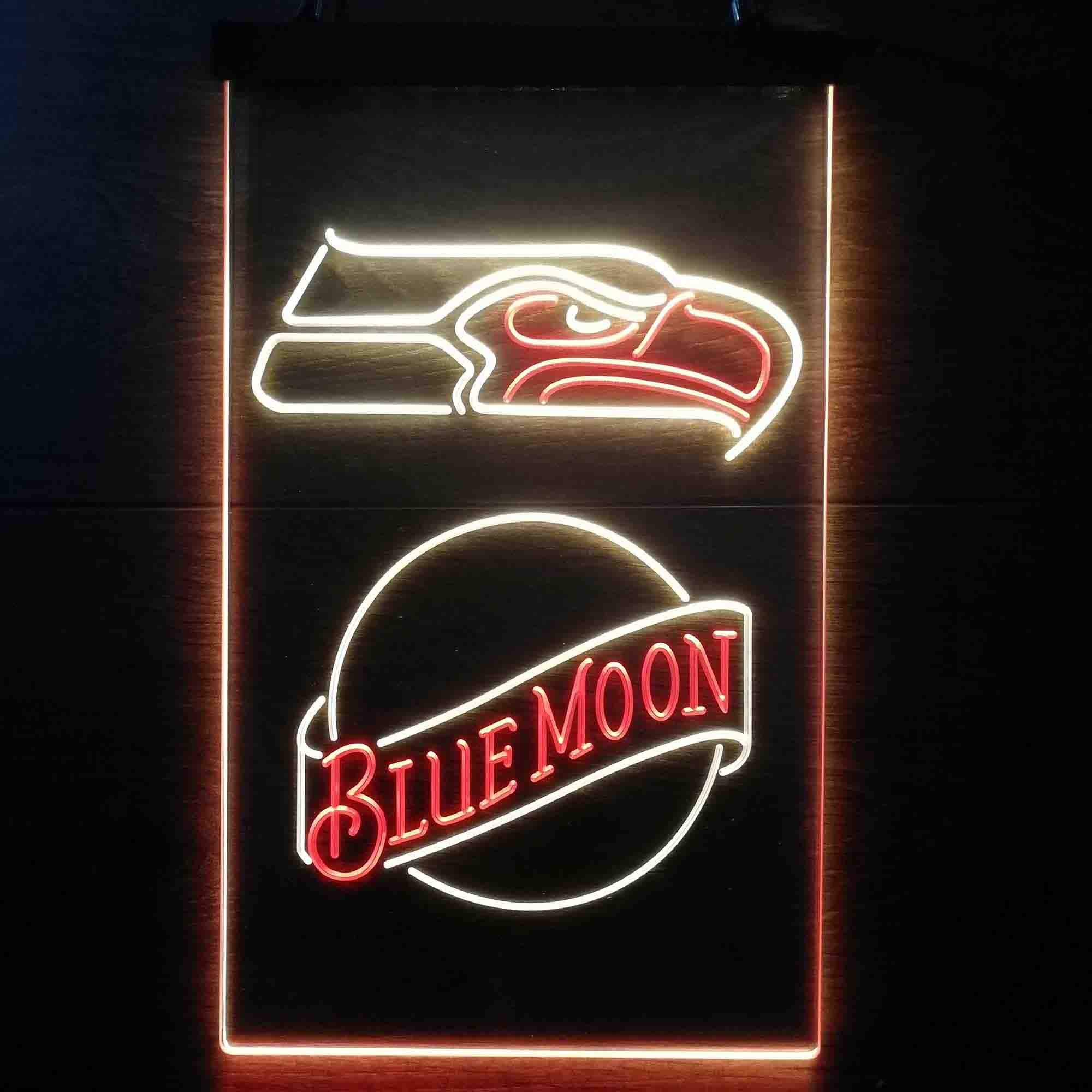 Blue Moon Bar Seattle Seahawks Est. 1976 Neon-Like LED Sign