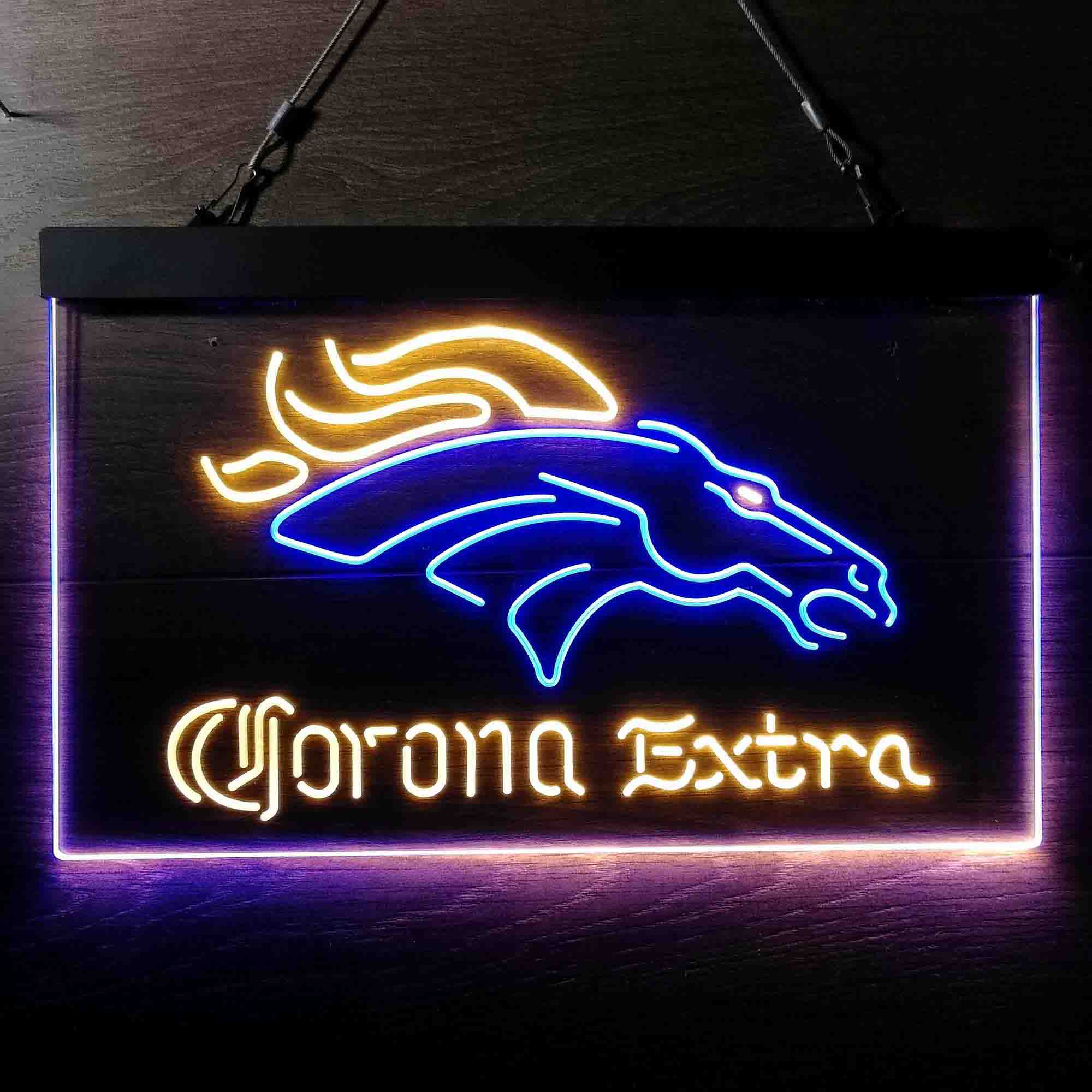Corona Extra Bar Denver Broncos Est. 1960 Neon-Like LED Sign