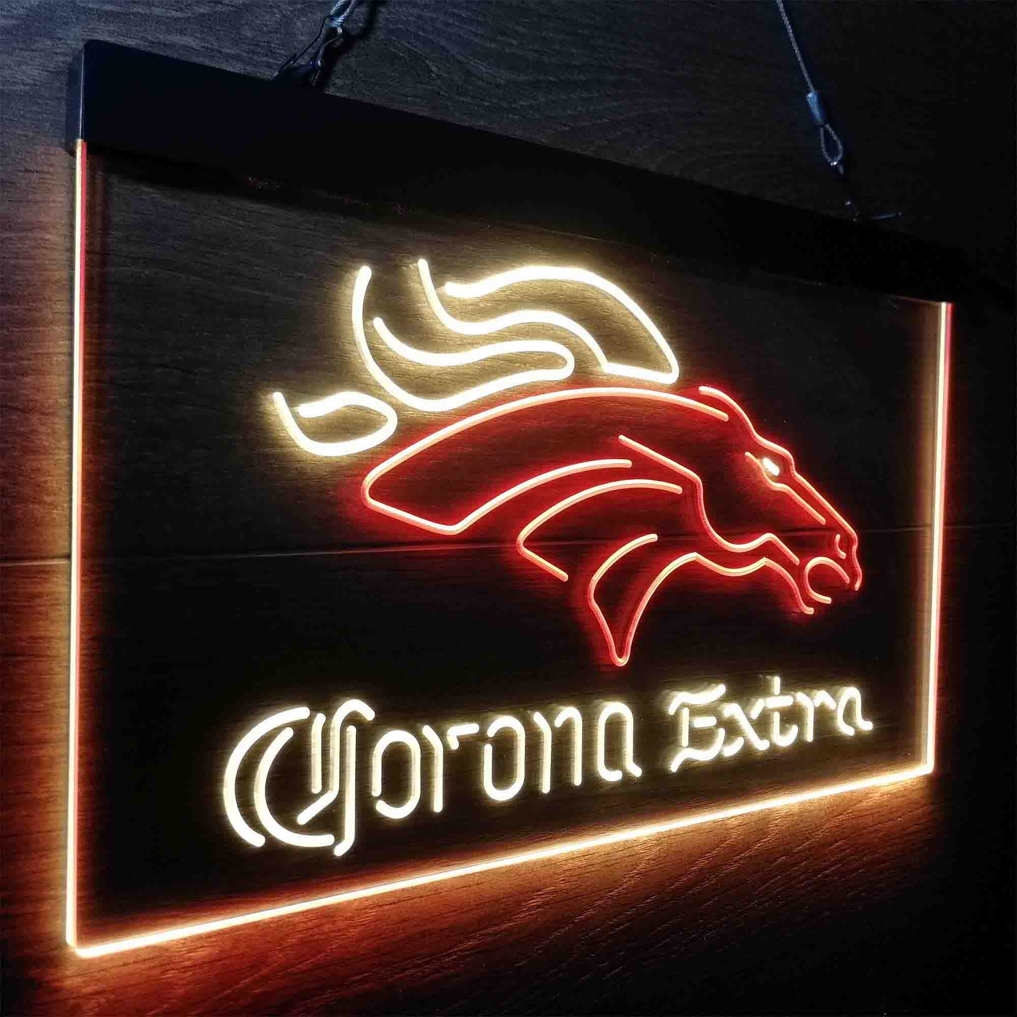 Denver Broncos Corona Extra Neon-Like LED Sign - ProLedSign