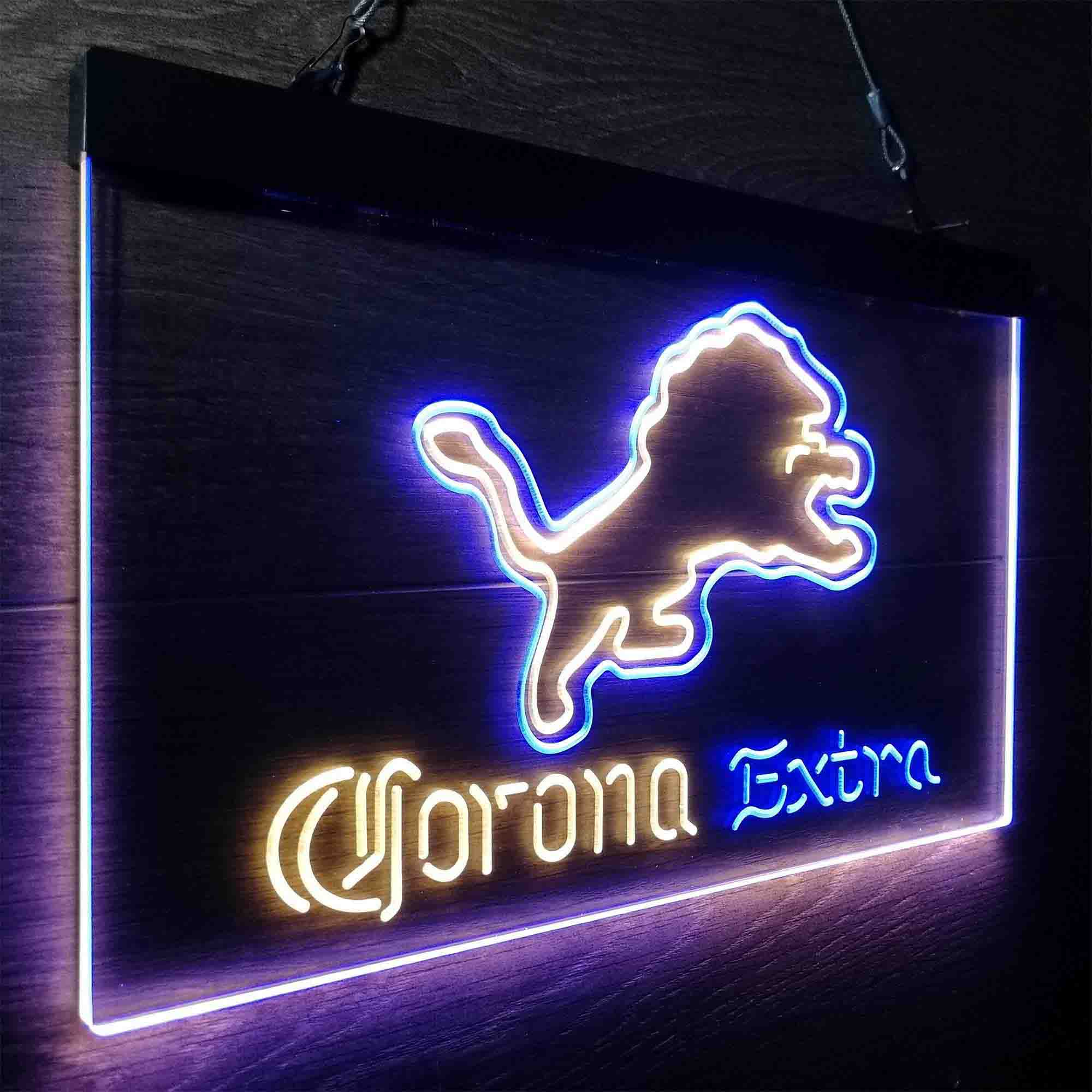 Detroit Lions Corona Extra Bar Neon-Like LED Sign - ProLedSign