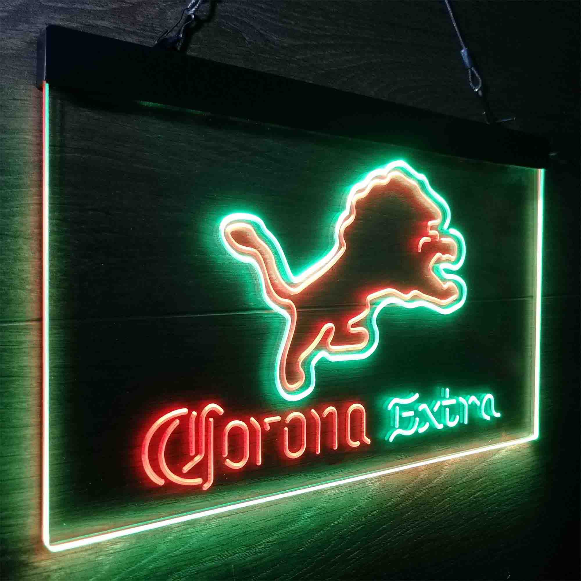 Detroit Lions Corona Extra Bar Neon-Like LED Sign - ProLedSign