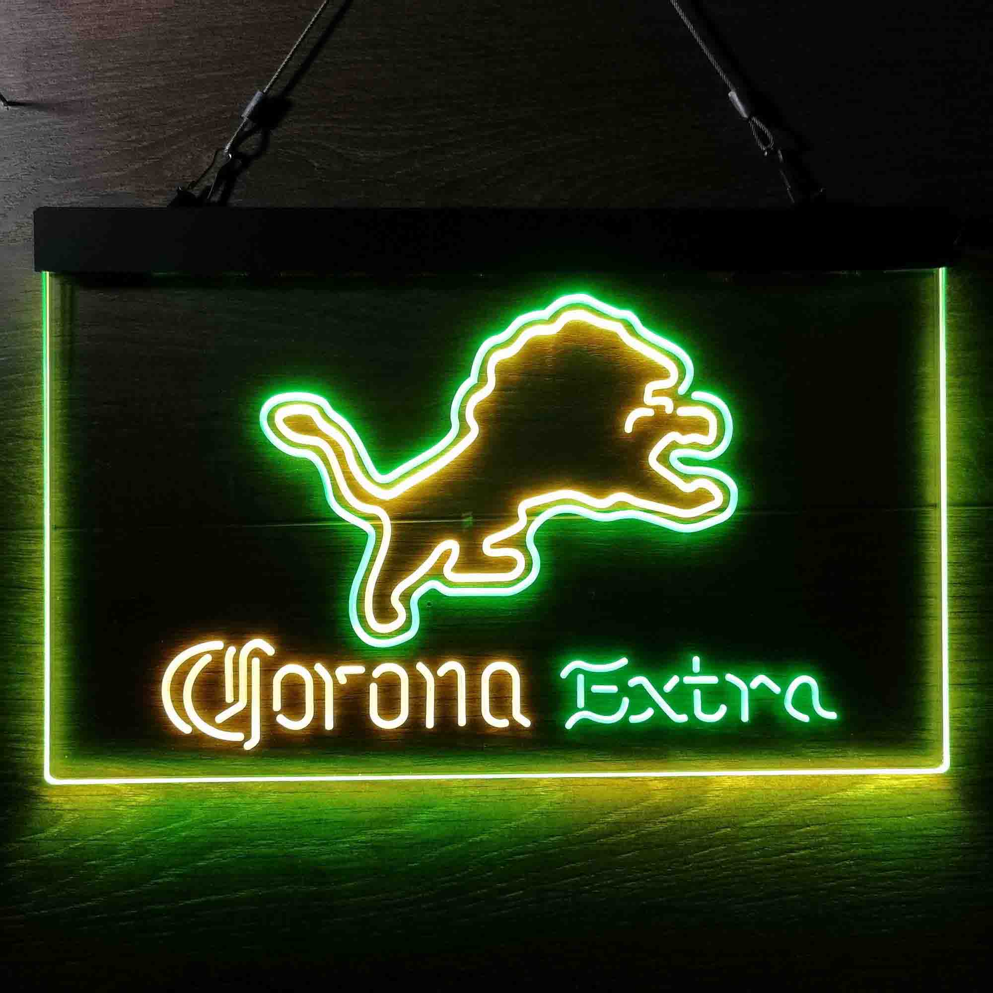 Detroit Lions Corona Extra Bar Neon-Like LED Sign - ProLedSign