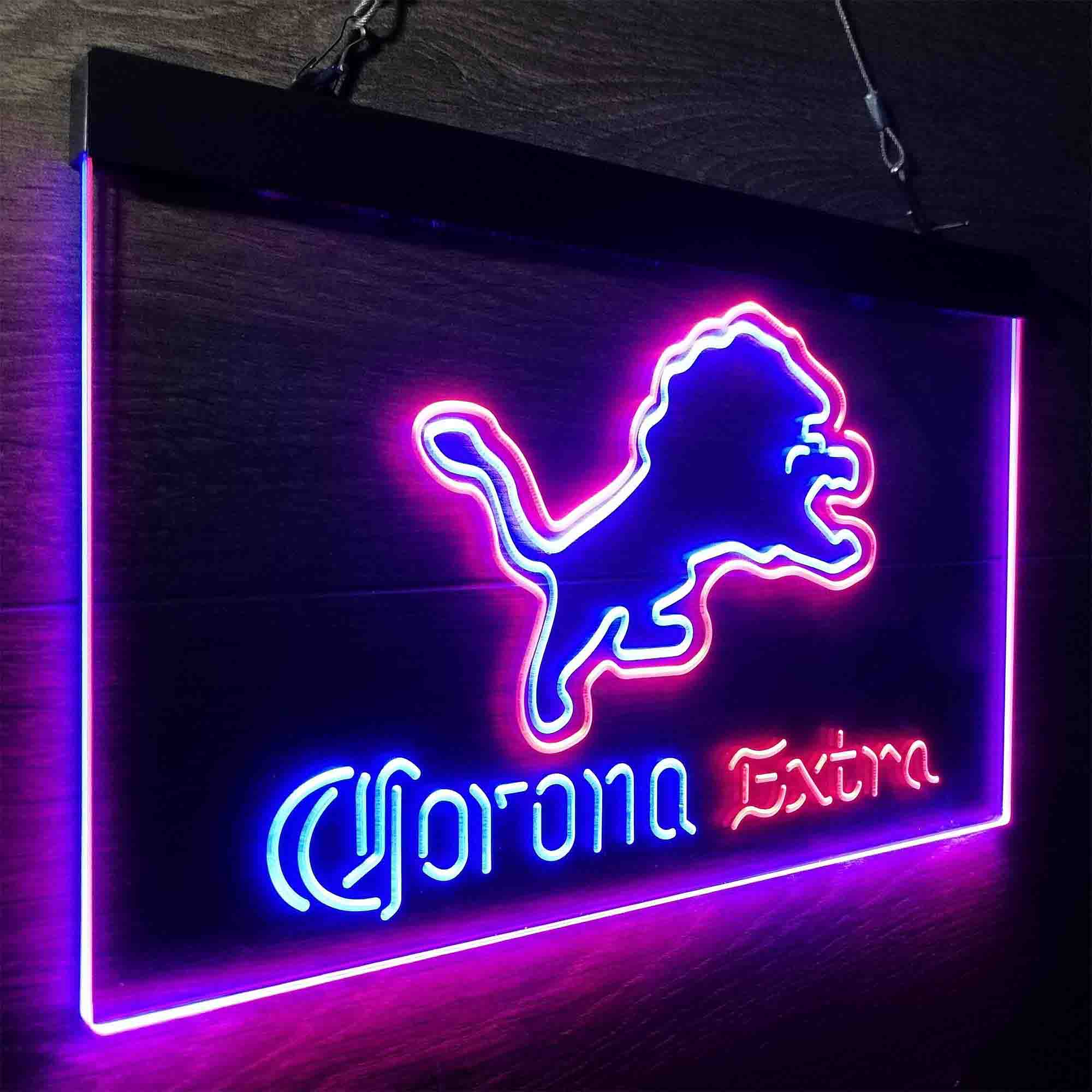 Detroit Lions Corona Extra Bar Neon-Like LED Sign - ProLedSign