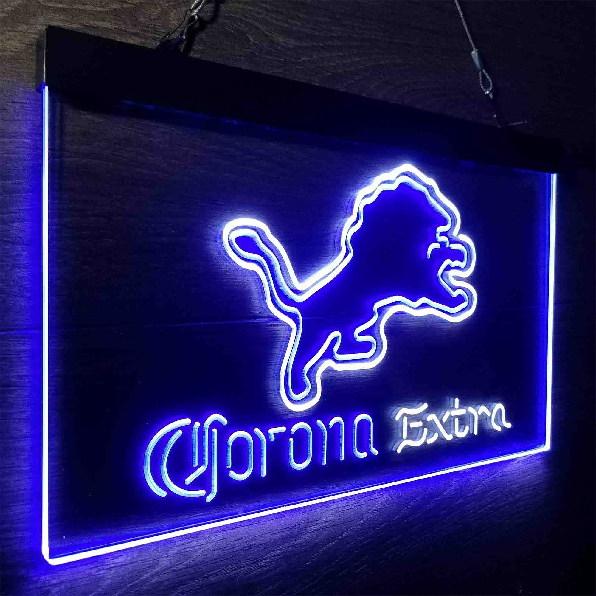 Detroit Lions Corona Extra Bar Neon-Like LED Sign - ProLedSign