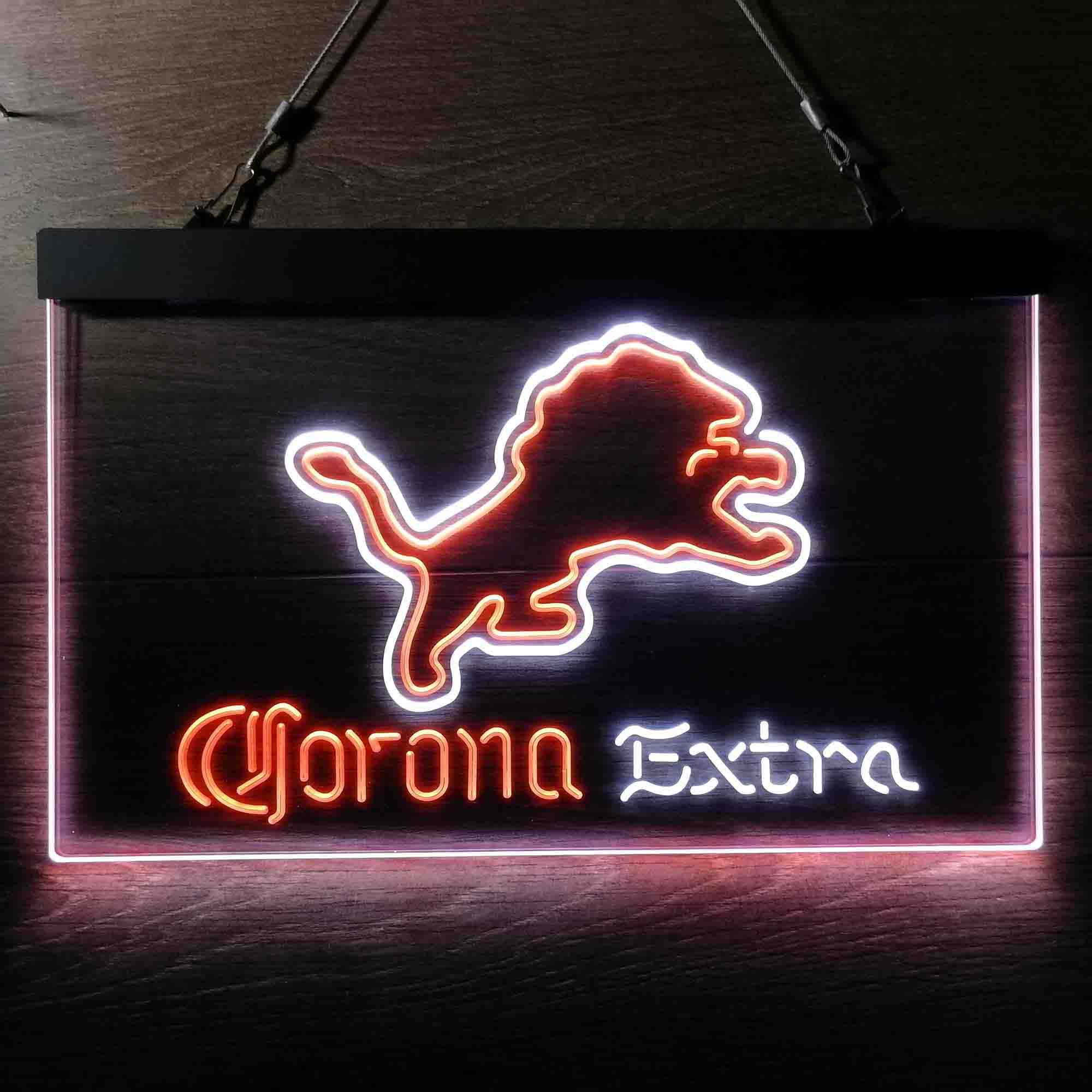 Corona Extra Bar Detroit Lions Est. 1934 Neon-Like LED Sign