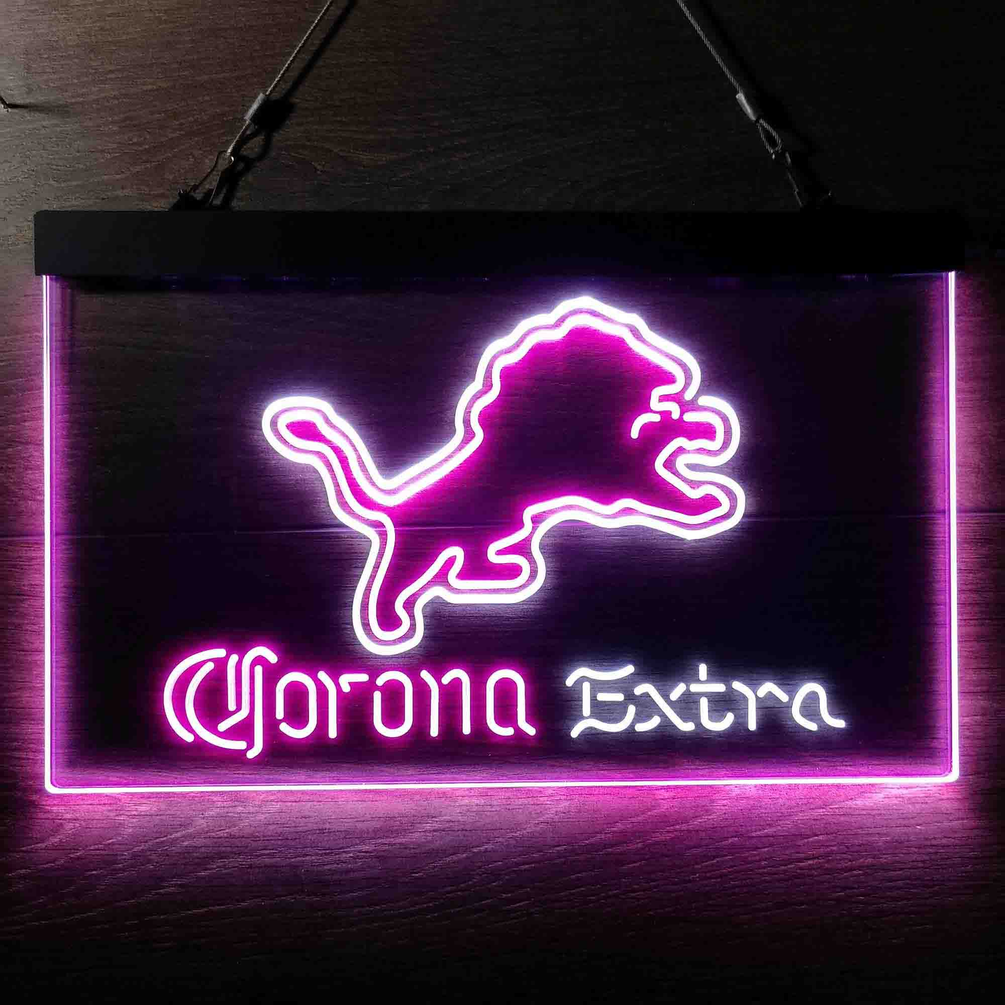 Detroit Lions Corona Extra Bar Neon-Like LED Sign - ProLedSign