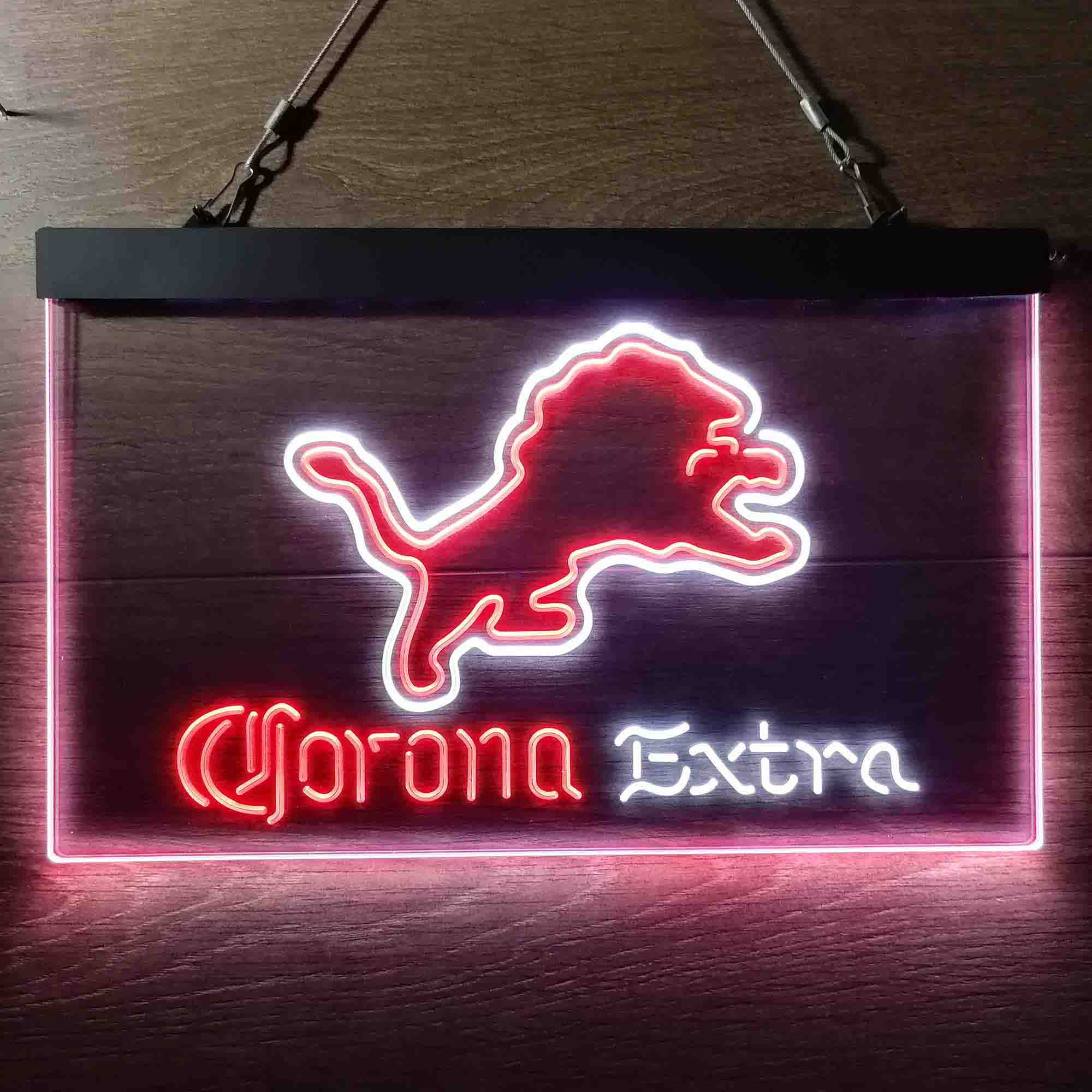 Detroit Lions Corona Extra Bar Neon-Like LED Sign - ProLedSign
