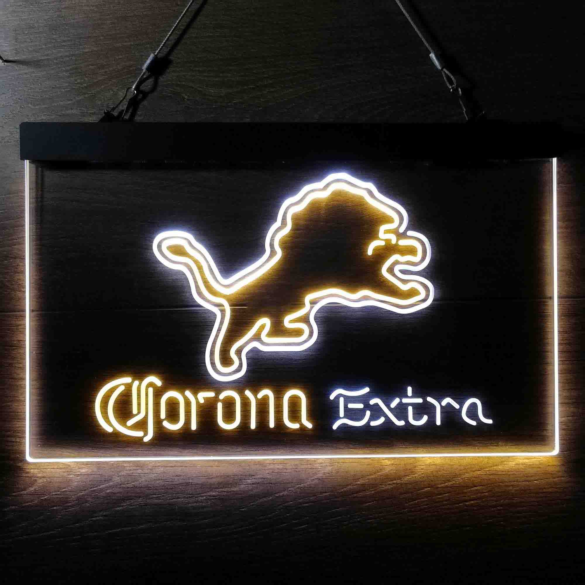 Detroit Lions Corona Extra Bar Neon-Like LED Sign - ProLedSign