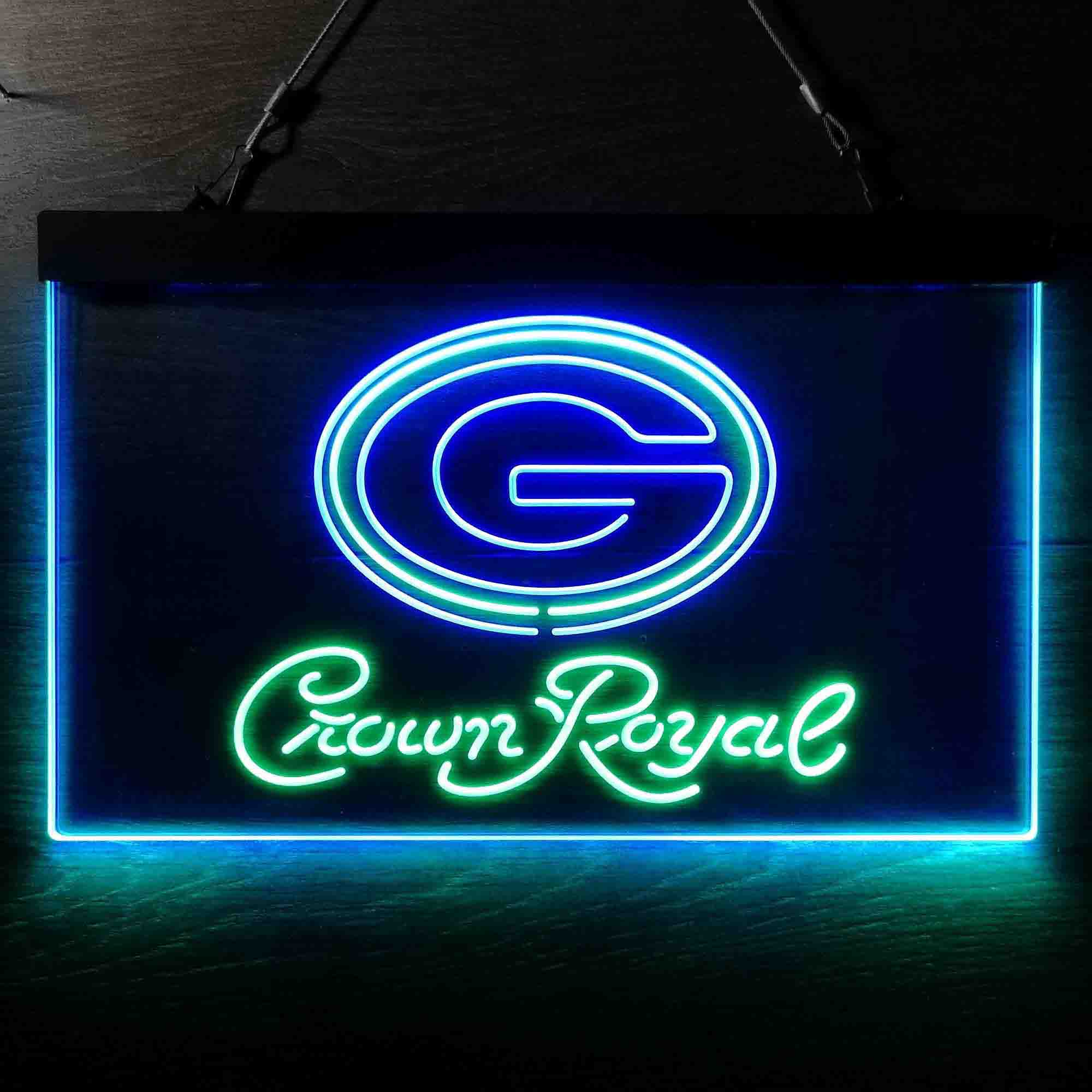 Green Bay Packers Crown Royal Bar Neon-Like LED Sign - ProLedSign