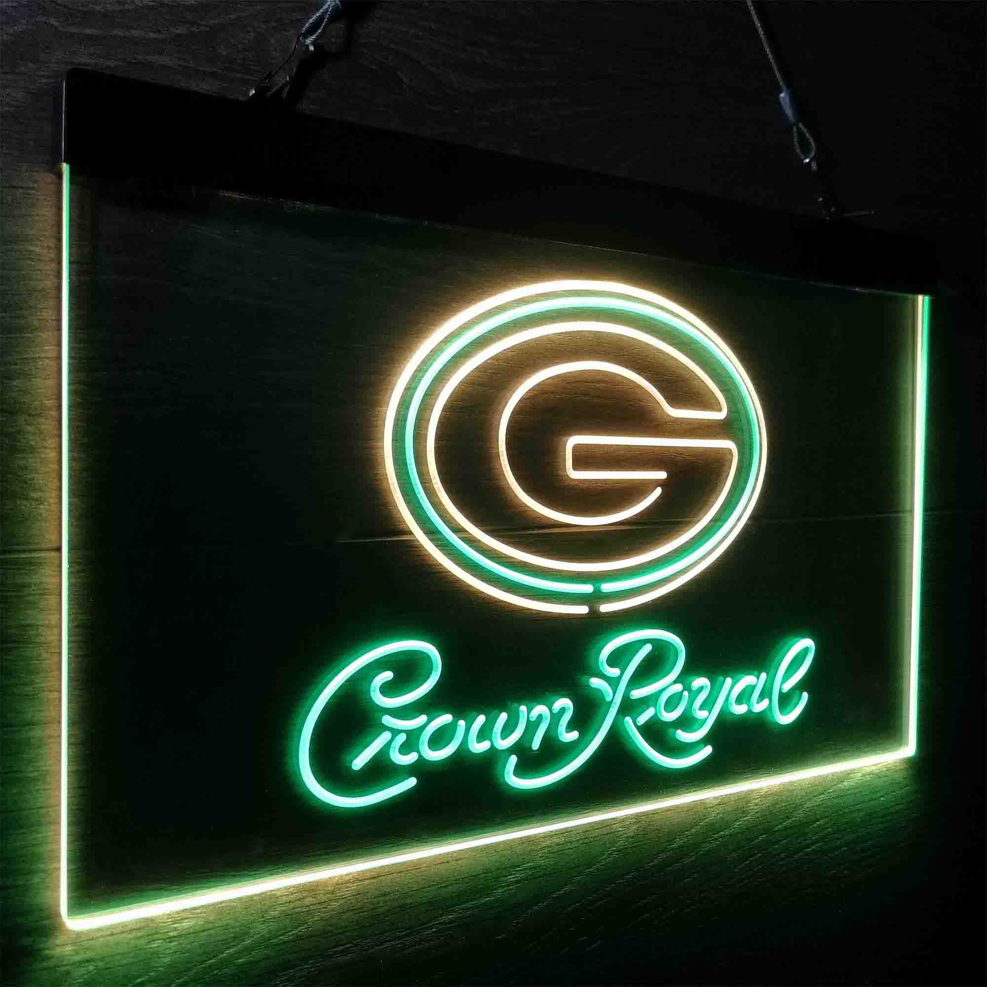 Green Bay Packers Crown Royal Bar Neon-Like LED Sign - ProLedSign