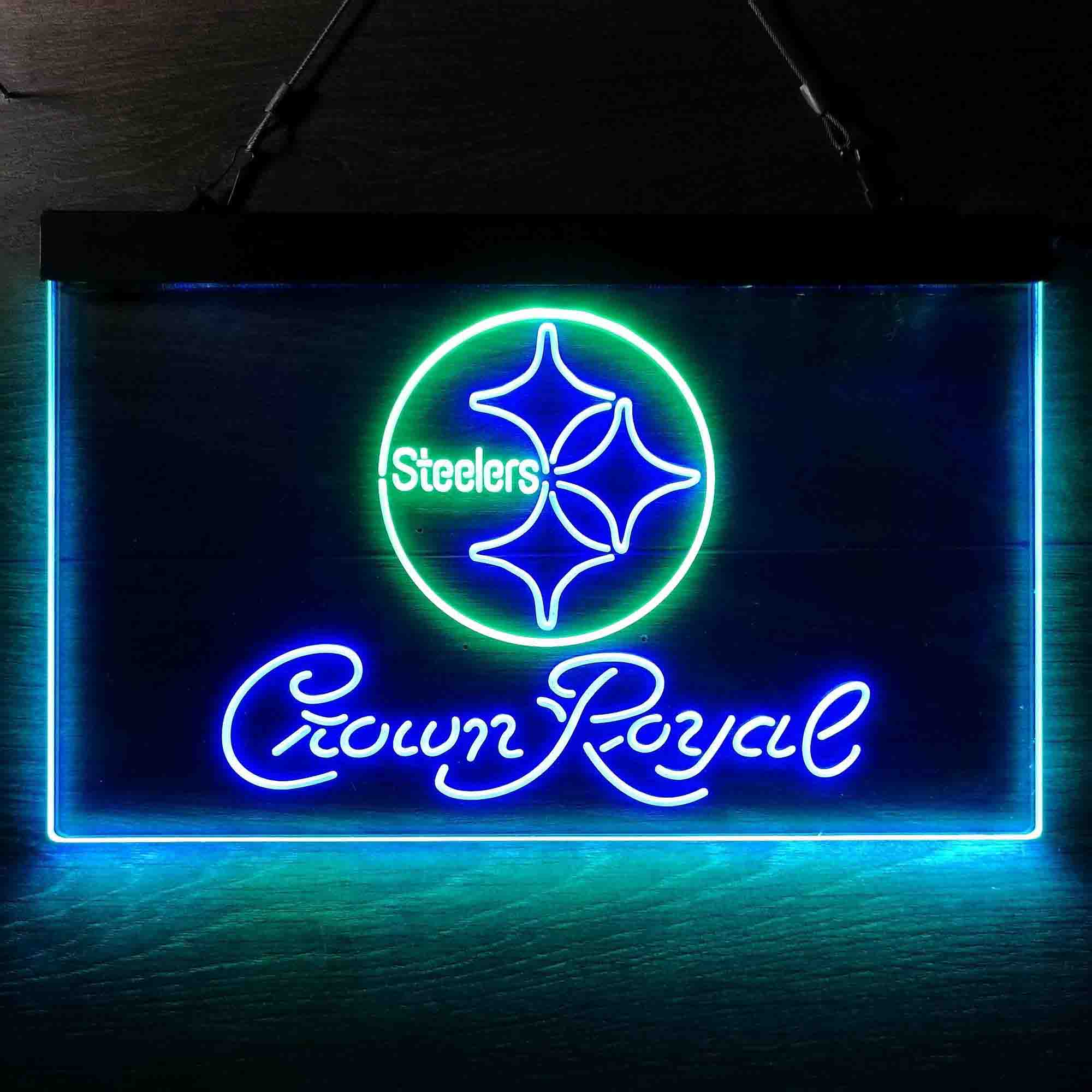 Crown Royal Bar Pittsburgh Steelers Est. 1933 Neon-Like LED Sign