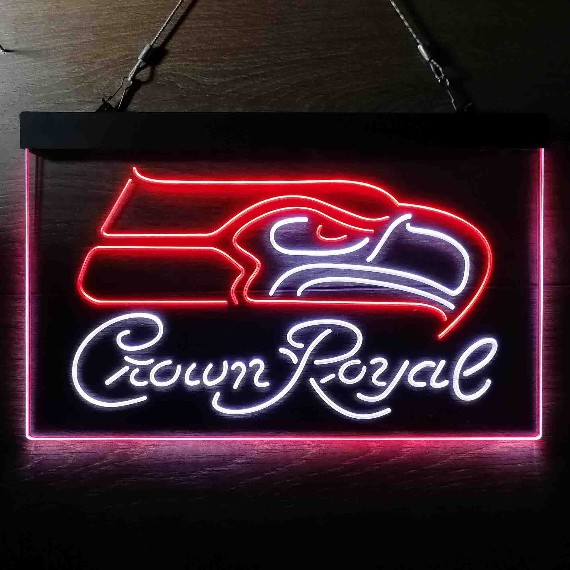 Crown Royal Bar Seattle Seahawks Est. 1976 Dual Color LED Neon Sign ProLedSign