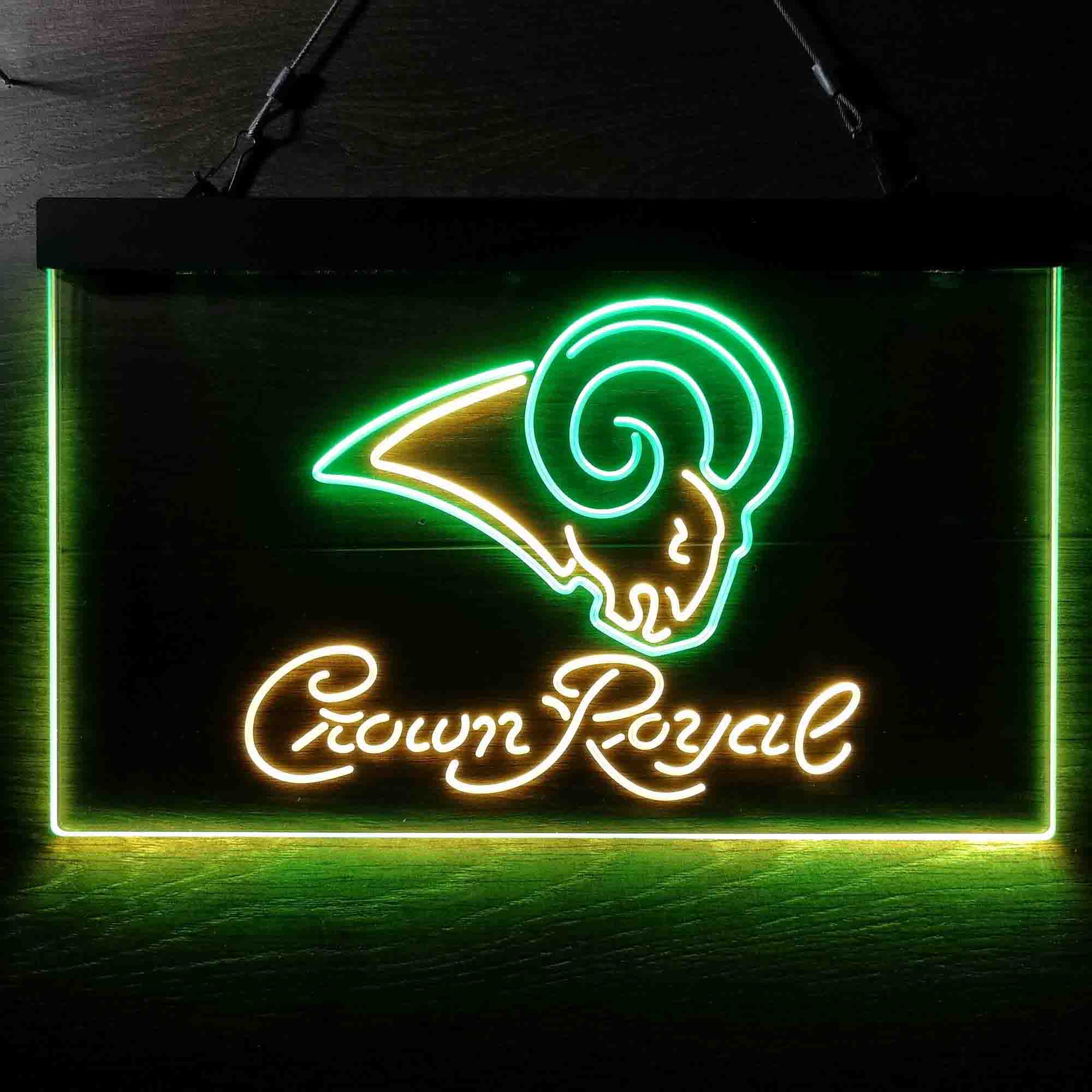 Crown Royal Bar Los Angeles Rams Est. 1937 Neon-Like LED Sign