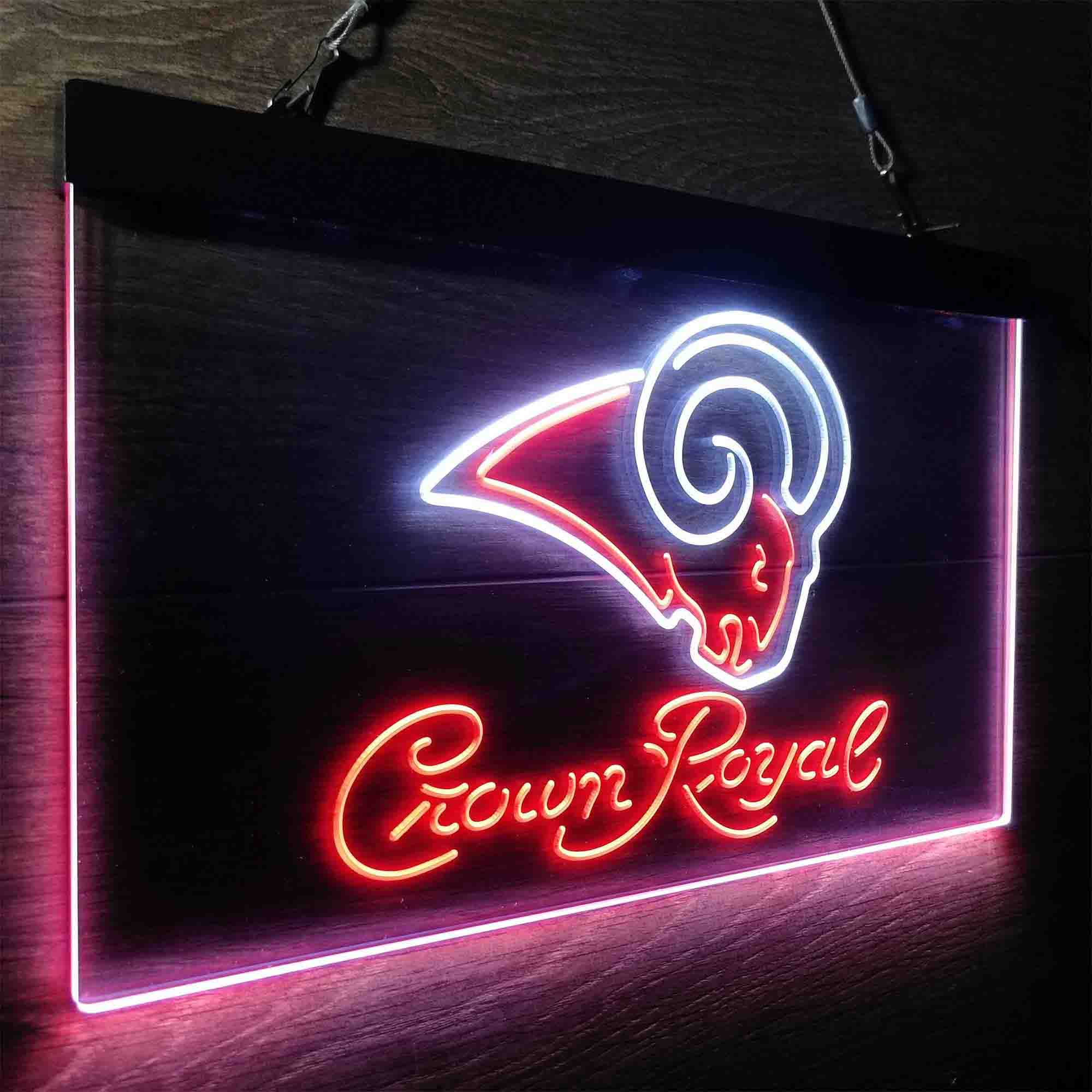 Los Angeles Rams Crown Royal Bar Neon-Like LED Sign | Home Bar Gift