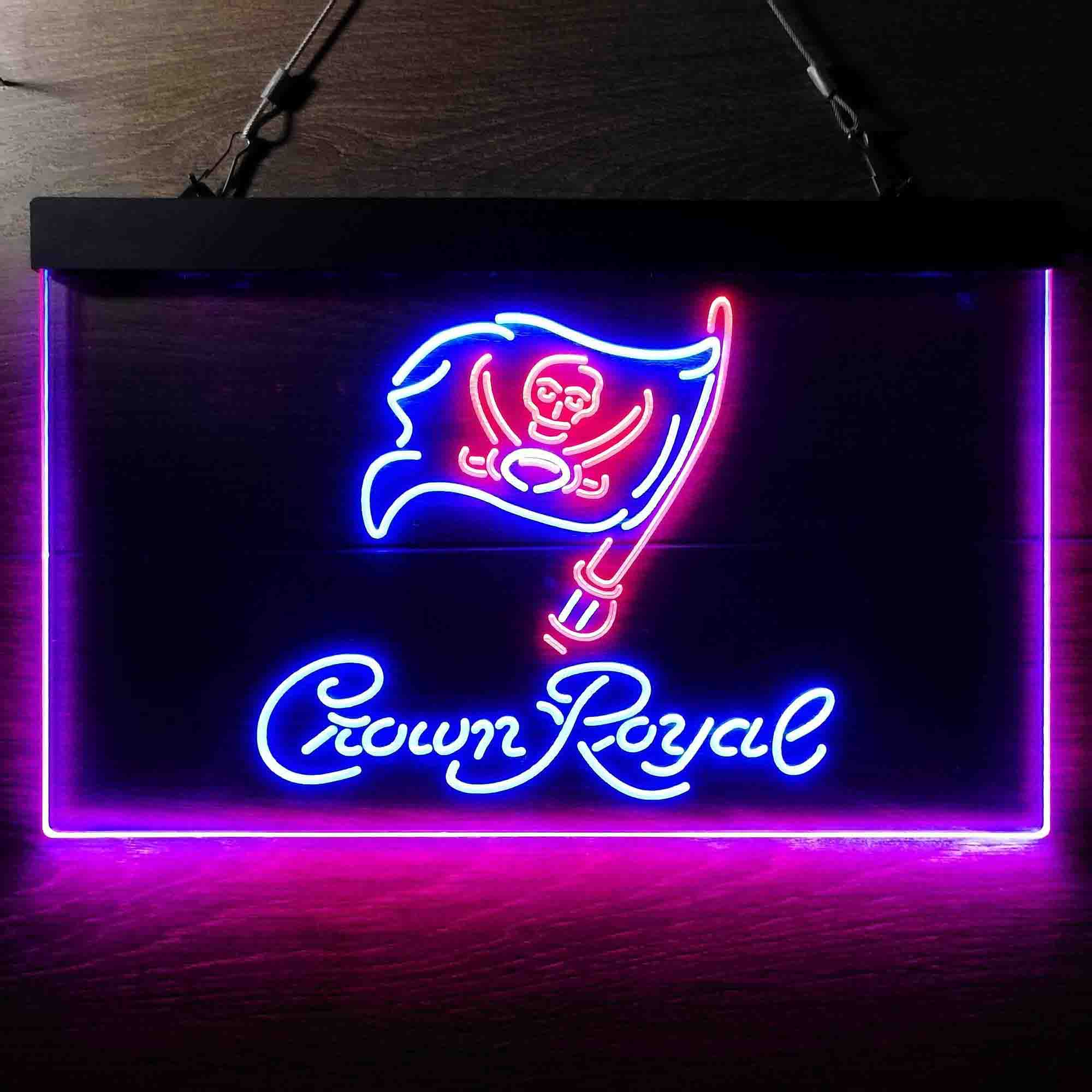 Crown Royal Bar Tampa Bay Buccaneers Est. 1976 Dual Color LED Neon Sign ProLedSign