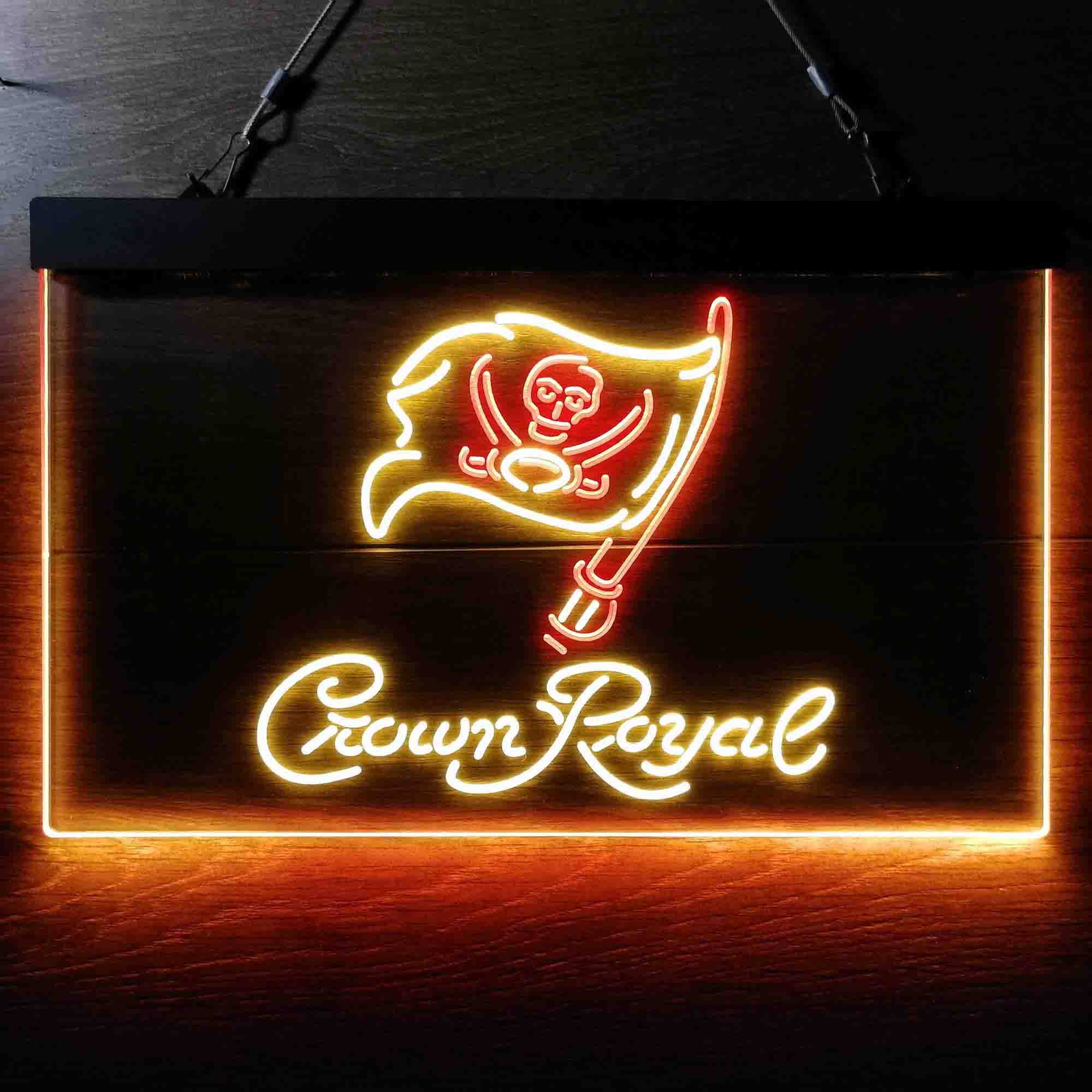 Crown Royal Bar Tampa Bay Buccaneers Est. 1976 Dual Color LED Neon Sign ProLedSign