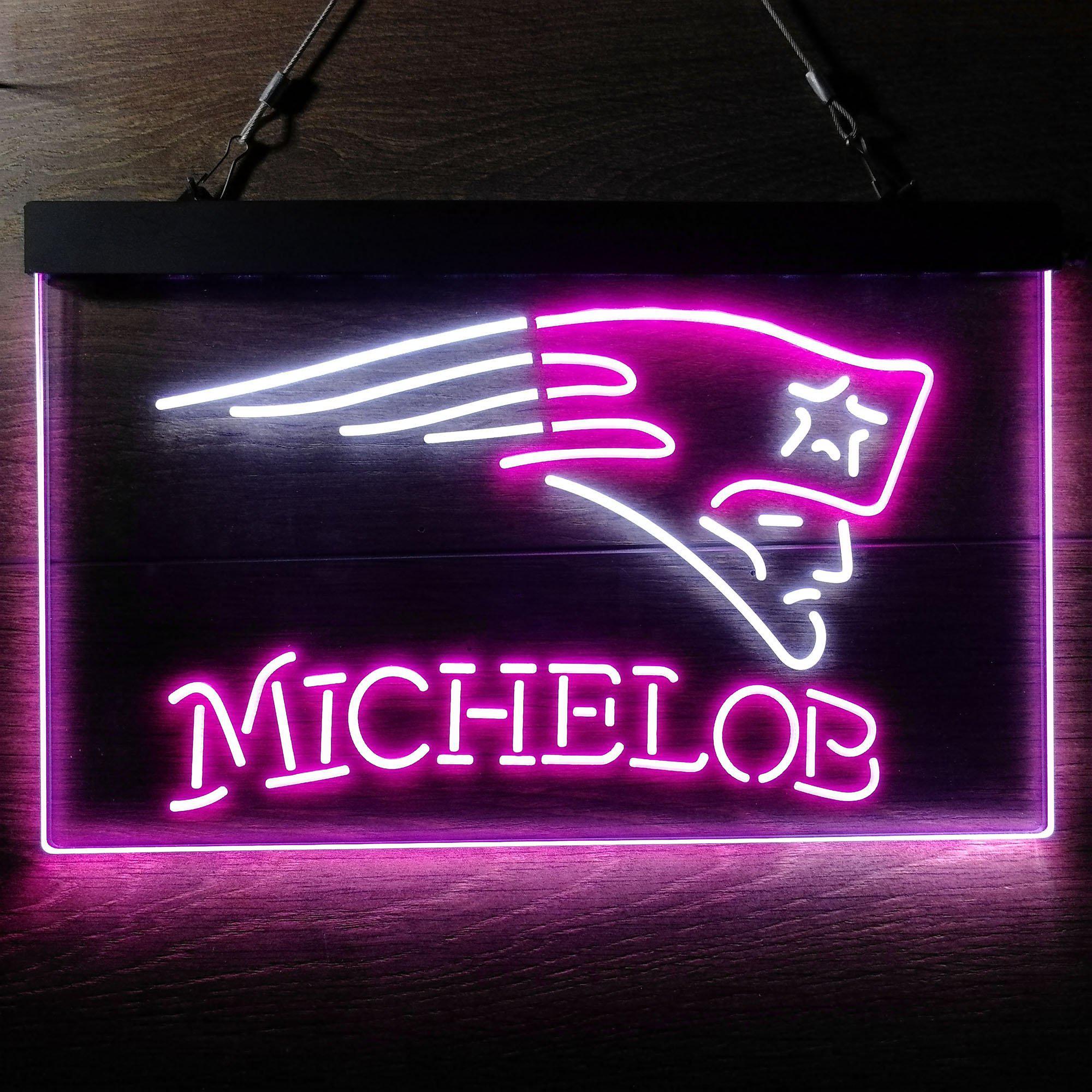 Michelob Bar New England Patriots Est. 1960 Dual Color LED Neon Sign ProLedSign