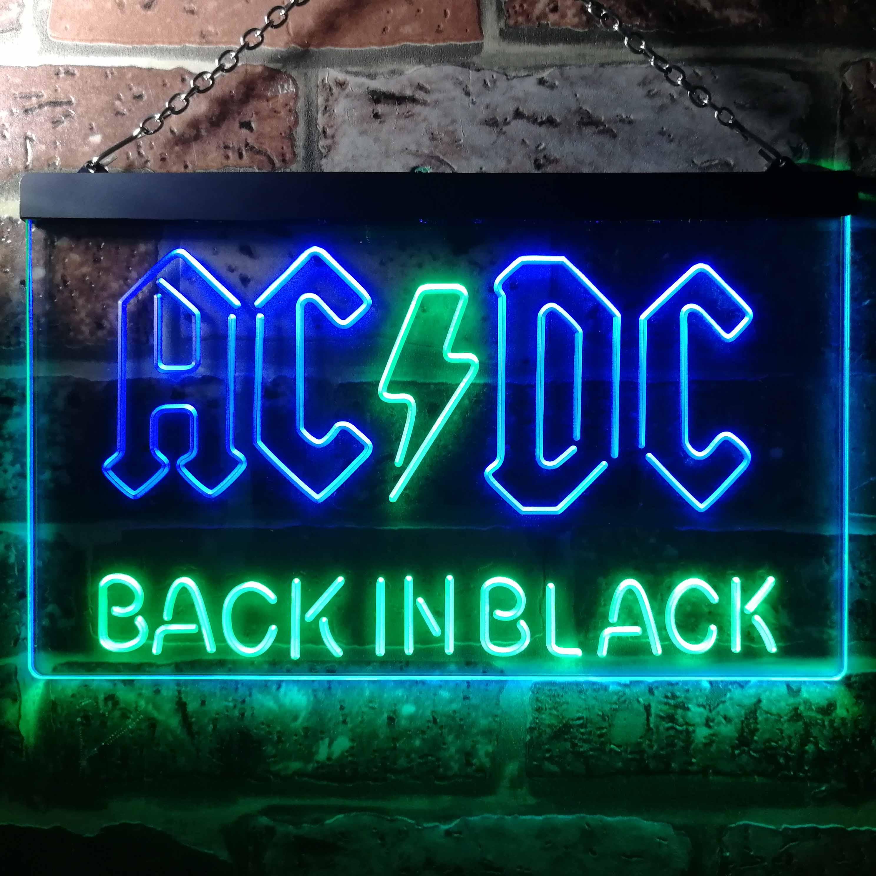 ACDC Back In Black Music Band Dual Color LED Neon Sign ProLedSign