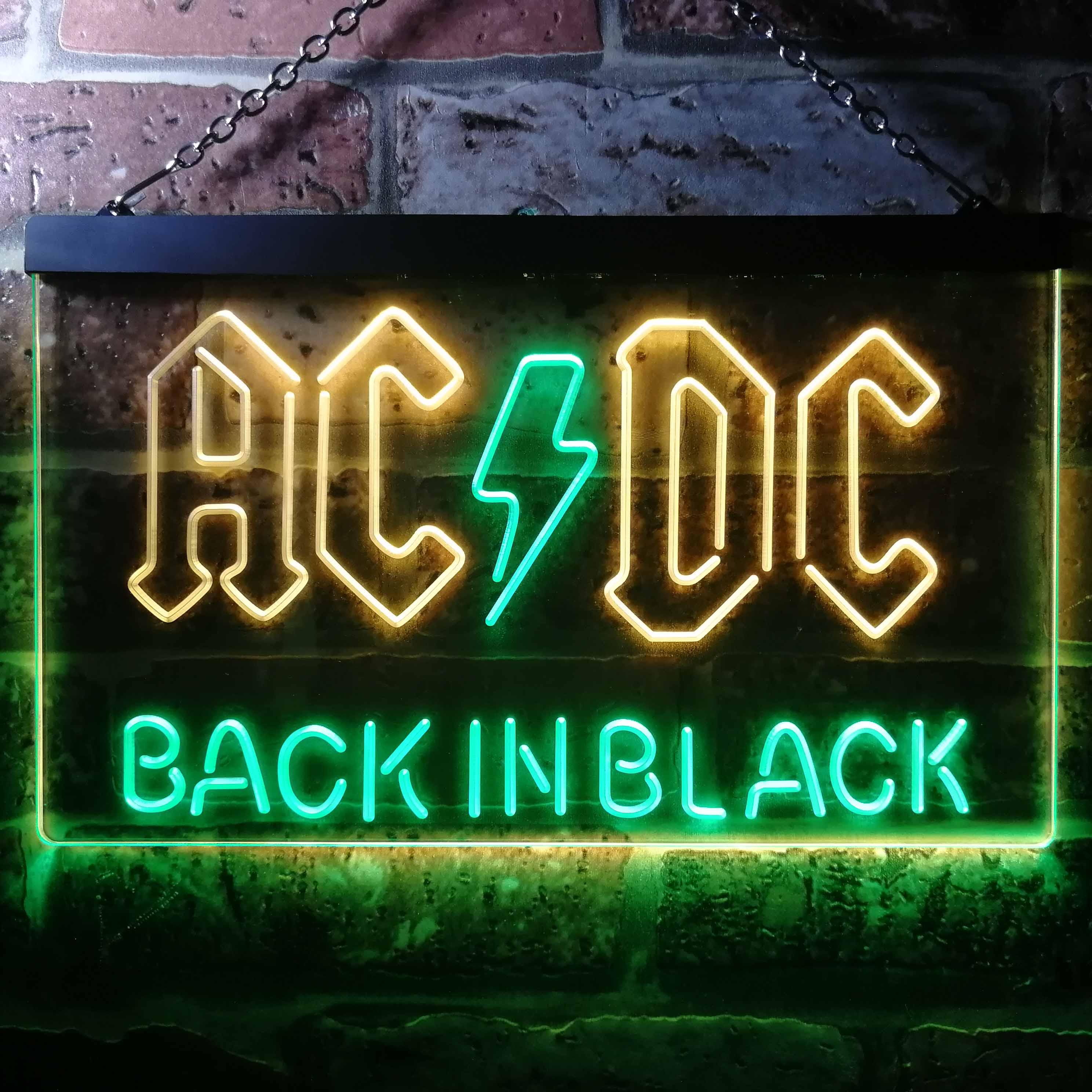 ACDC Back In Black Music Band Dual Color LED Neon Sign ProLedSign