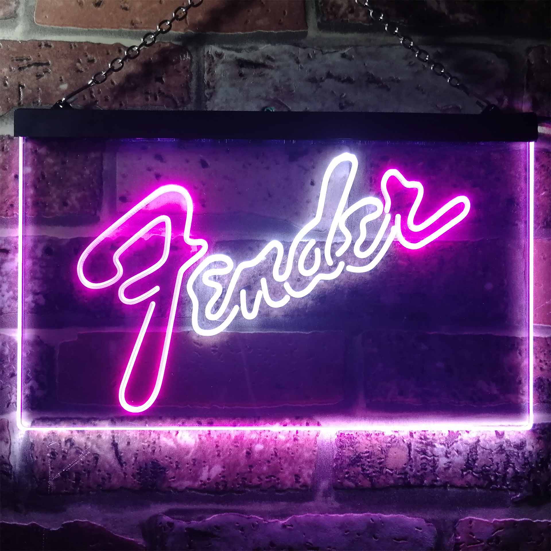 Fender Guitar Dual Color LED Neon Sign ProLedSign