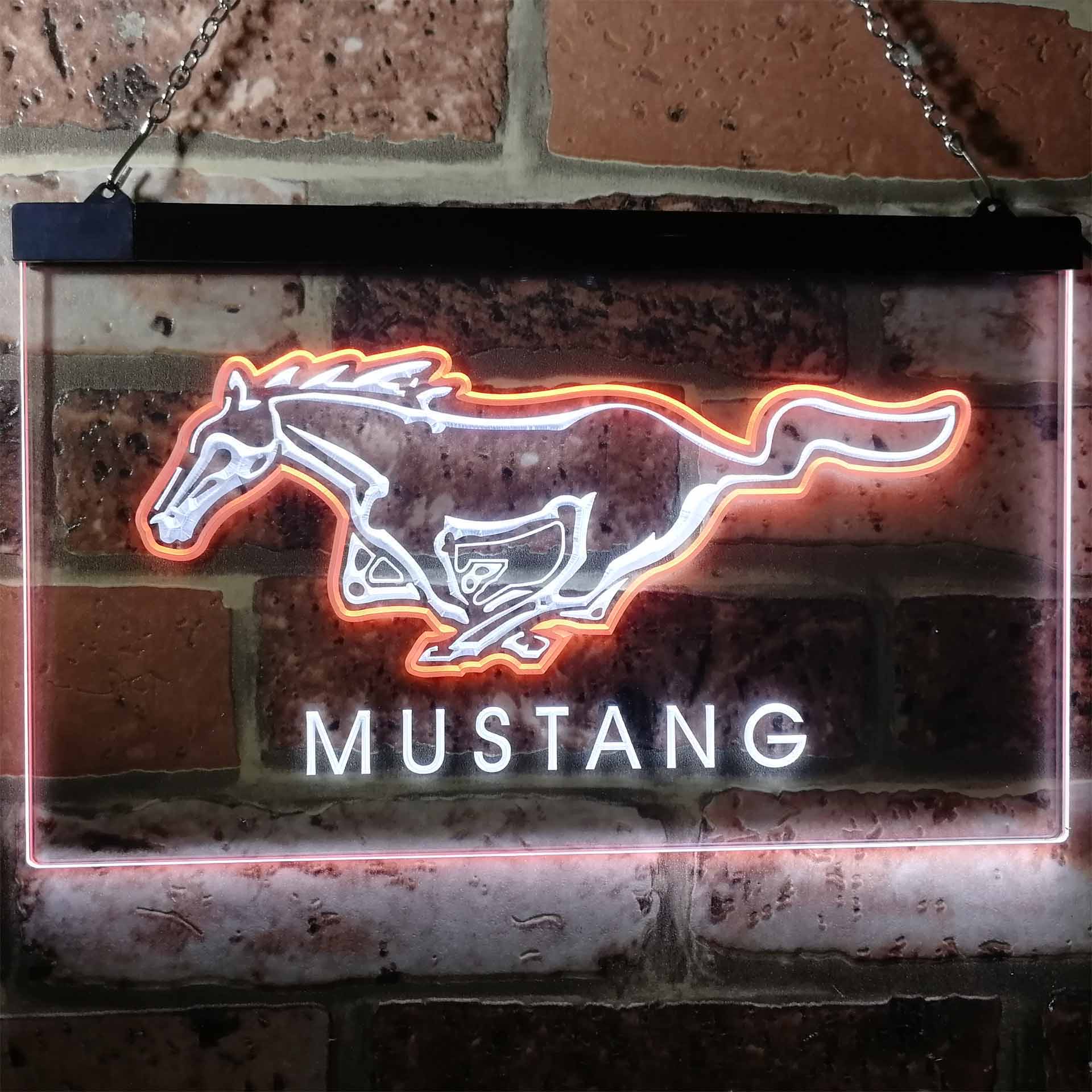 Mustang Ford Horse Car Bar Dual Color LED Neon Sign ProLedSign