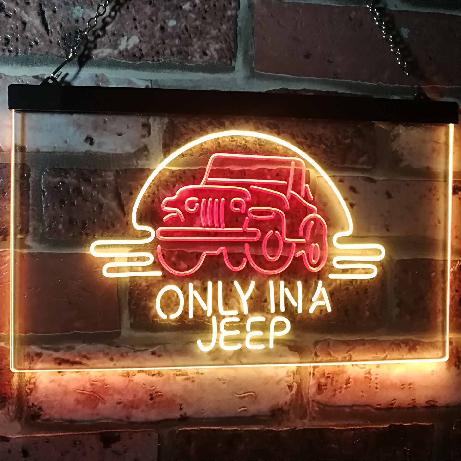 Only in a Jeep Car Man Cave Dual Color LED Neon Sign ProLedSign
