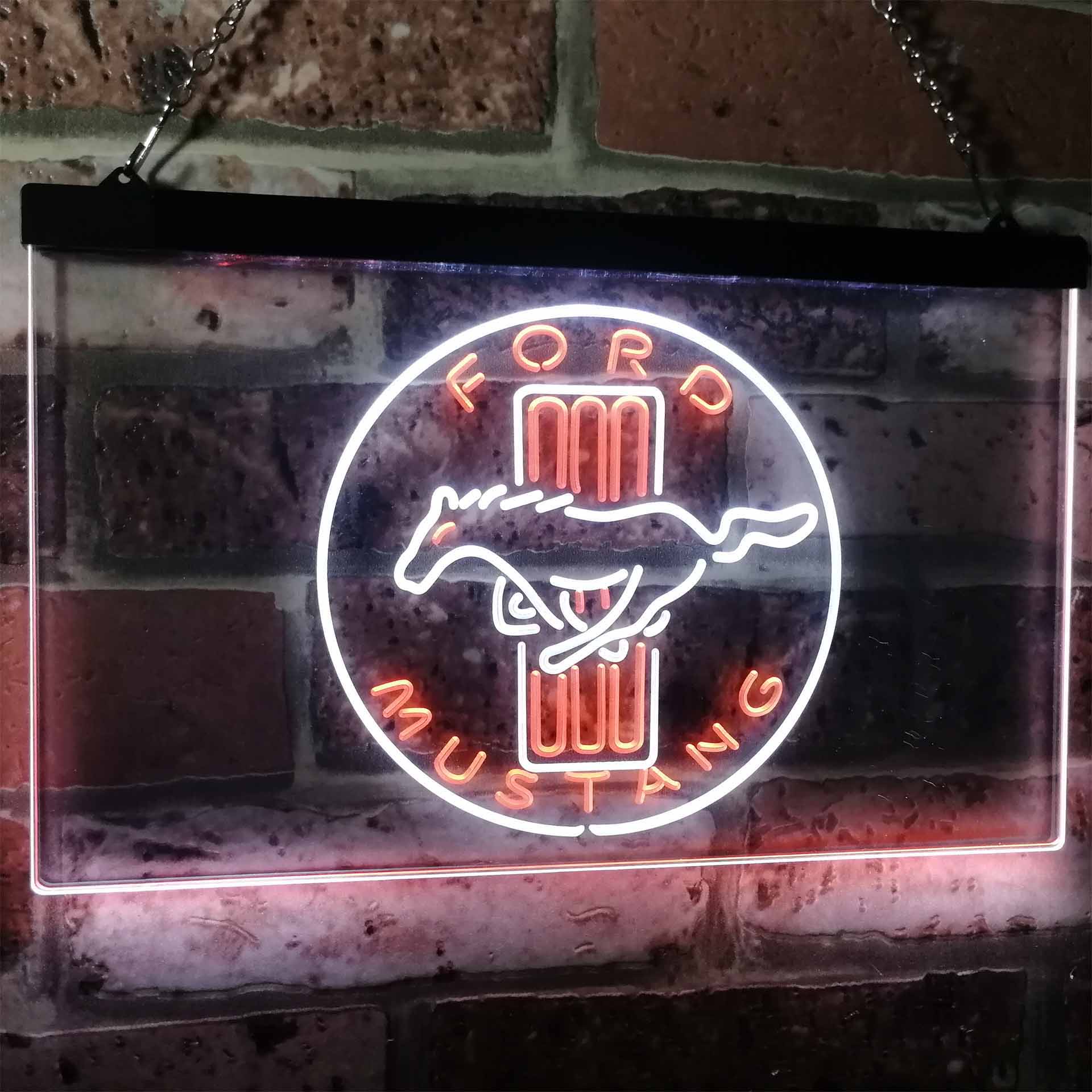 Ford Mustang Horse Car Bar Dual Color LED Neon Sign ProLedSign