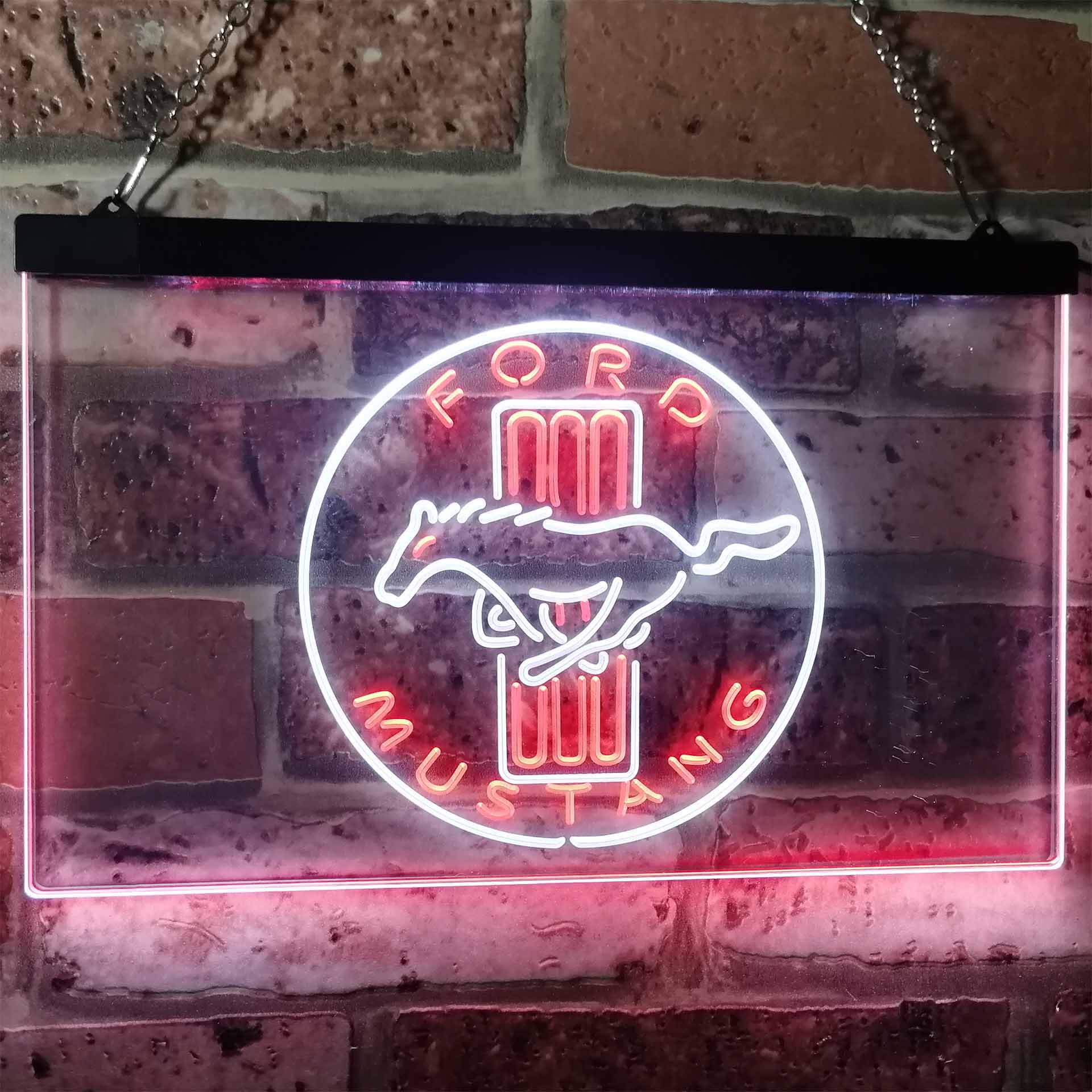 Ford Mustang Horse Car Bar Dual Color LED Neon Sign ProLedSign