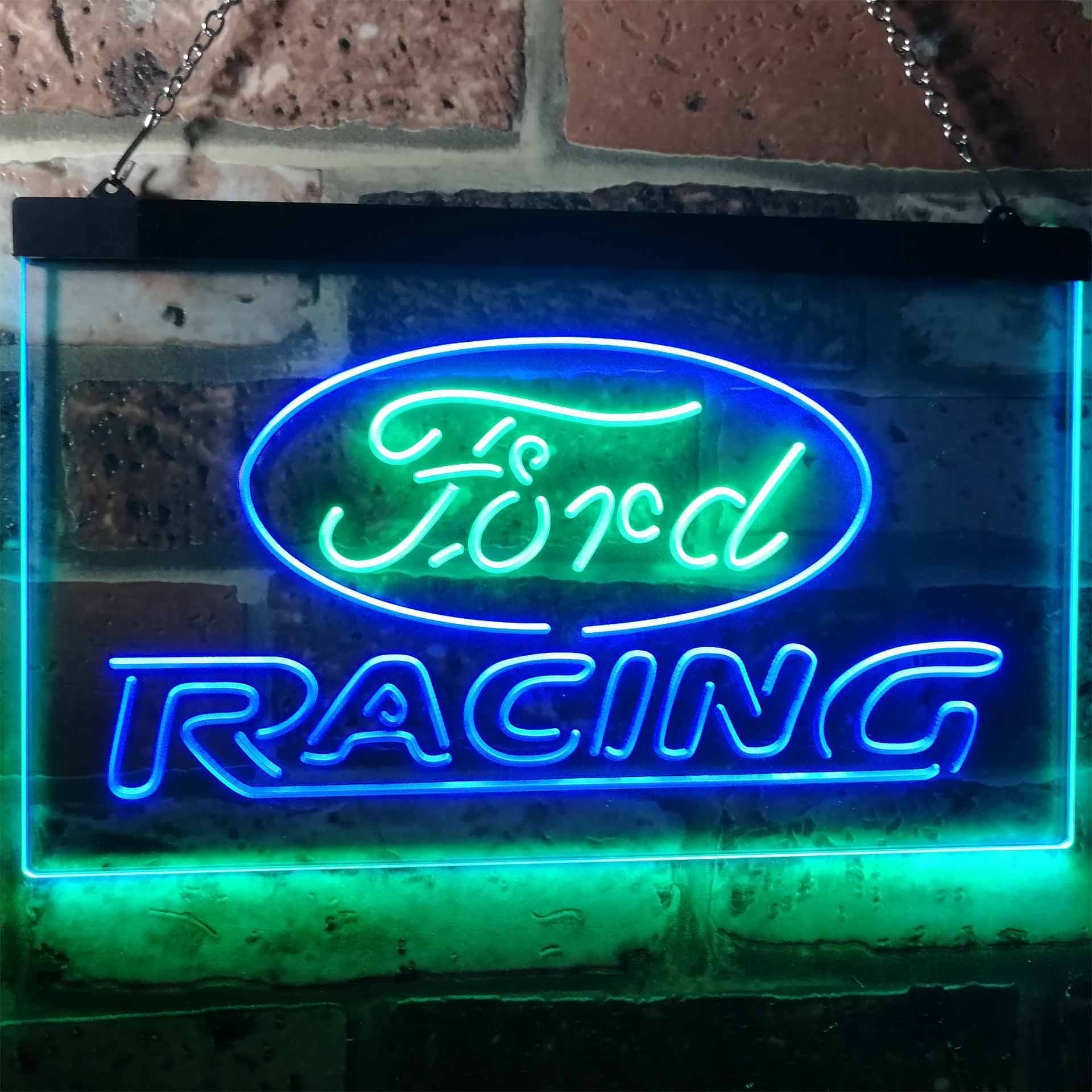 Ford Racing Car Bar Dual Color LED Neon Sign ProLedSign