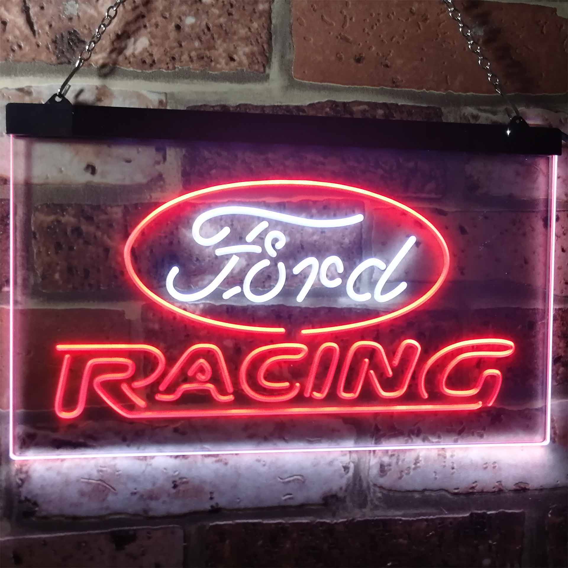 Ford Racing Car Bar Dual Color LED Neon Sign ProLedSign
