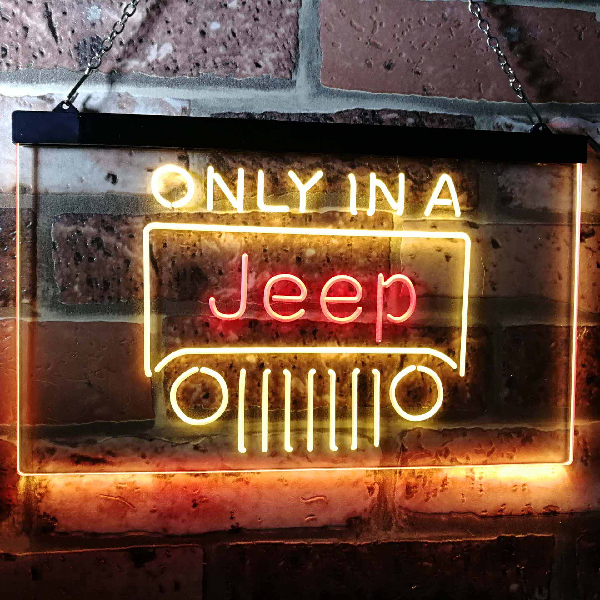 Only in a Jeep Beer Garage Dual Color LED Neon Sign ProLedSign