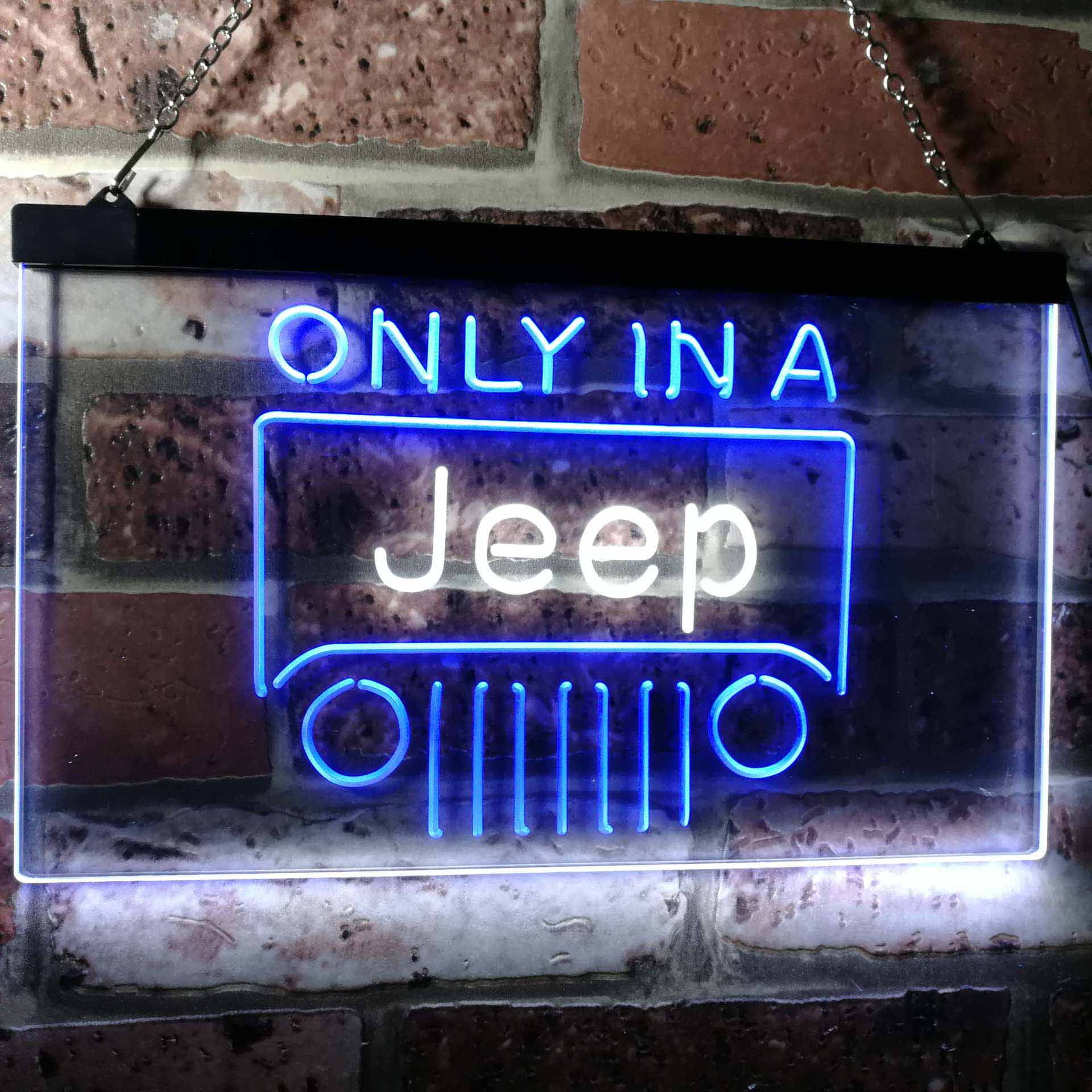 Only in a Jeep Beer Garage Dual Color LED Neon Sign ProLedSign