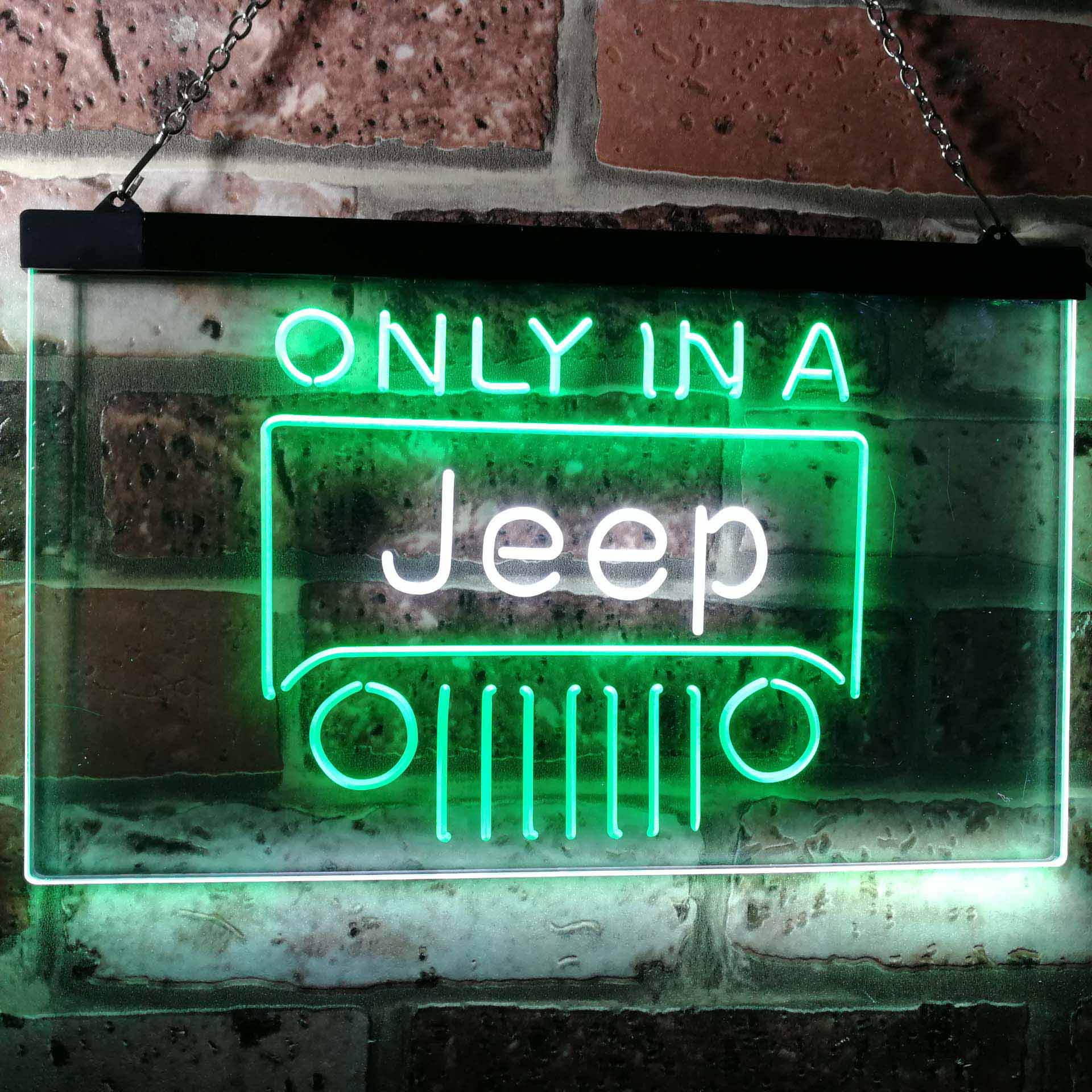 Only in a Jeep Beer Garage Dual Color LED Neon Sign ProLedSign