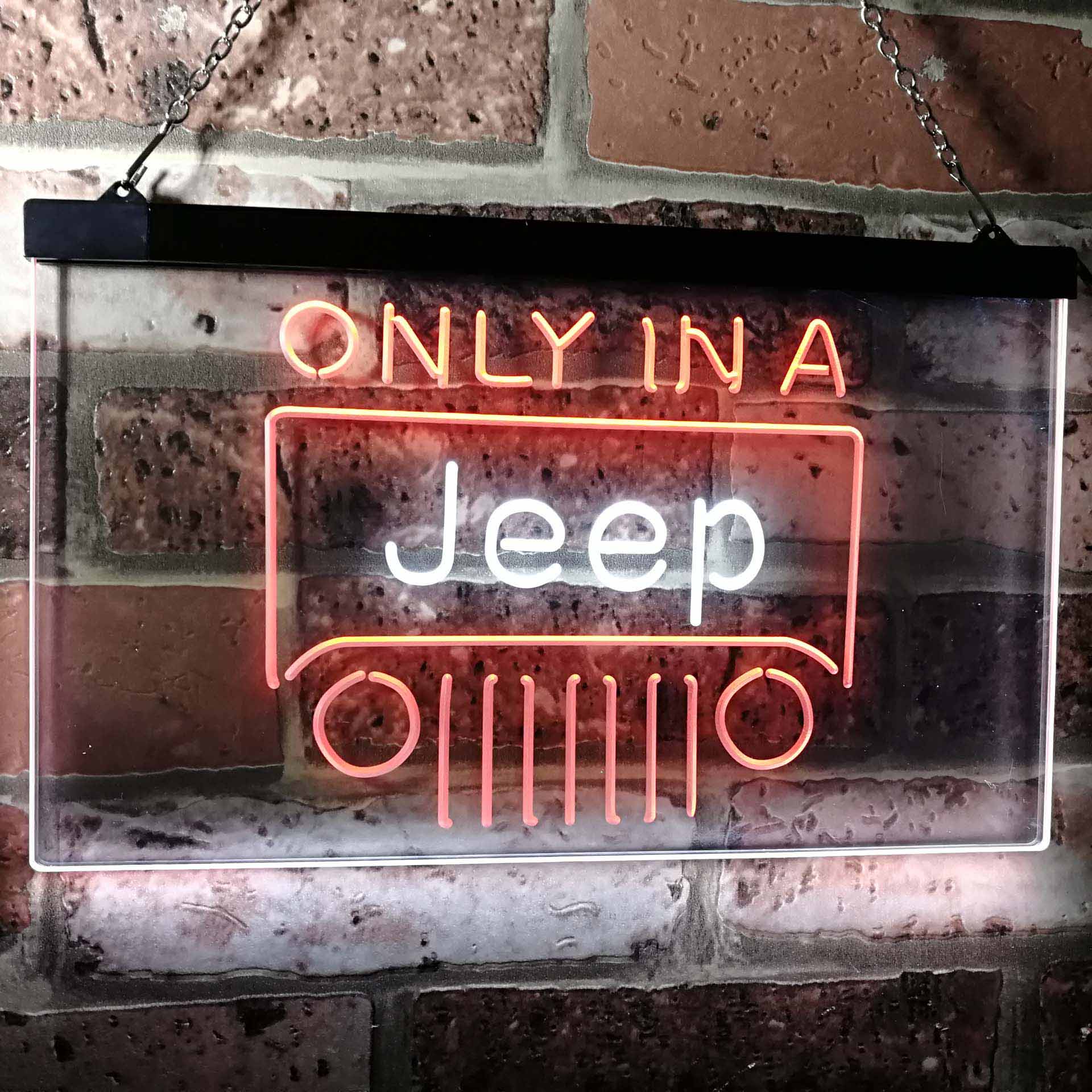 Only in a Jeep Beer Garage Dual Color LED Neon Sign ProLedSign