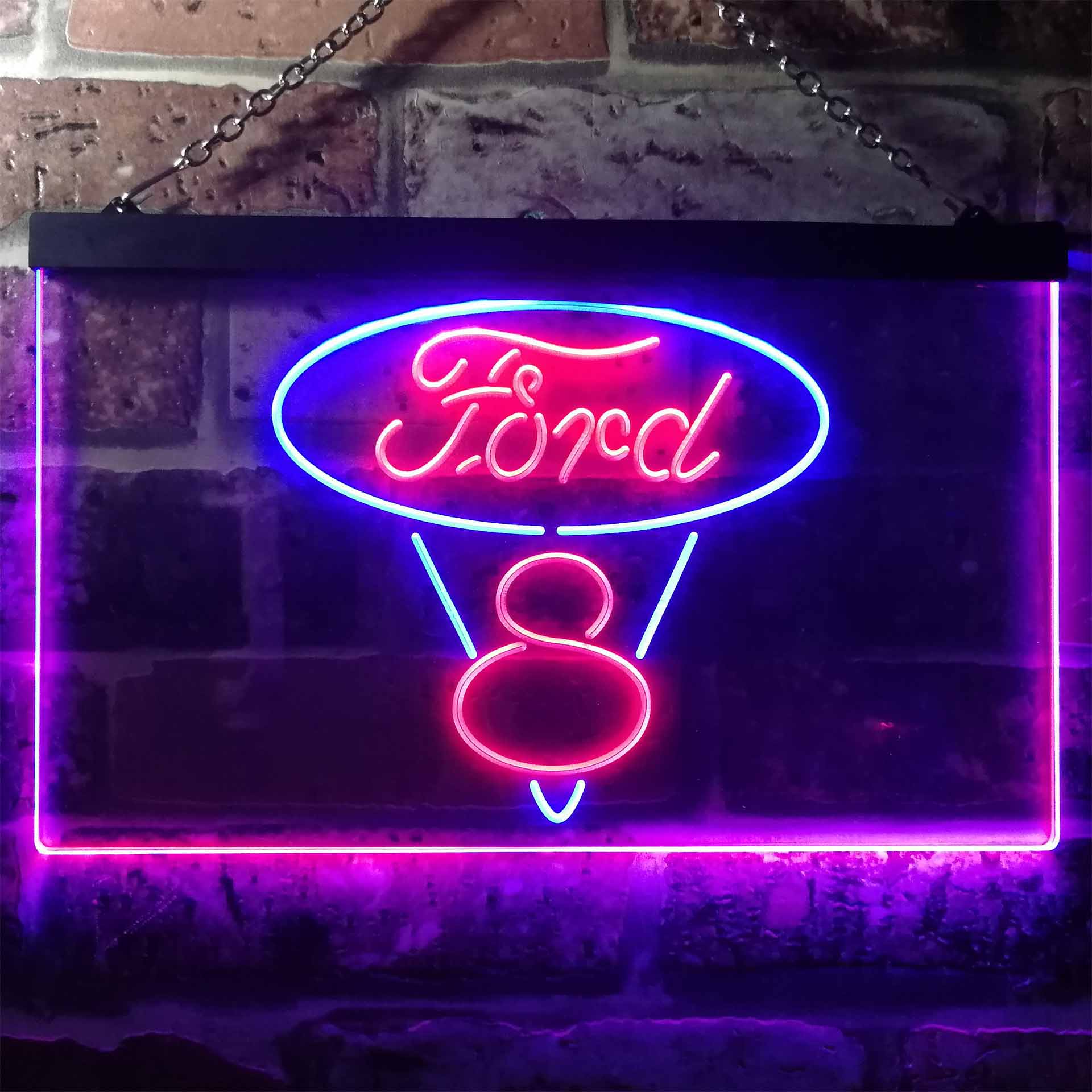 Ford V8 Car Dual Color LED Neon Sign ProLedSign