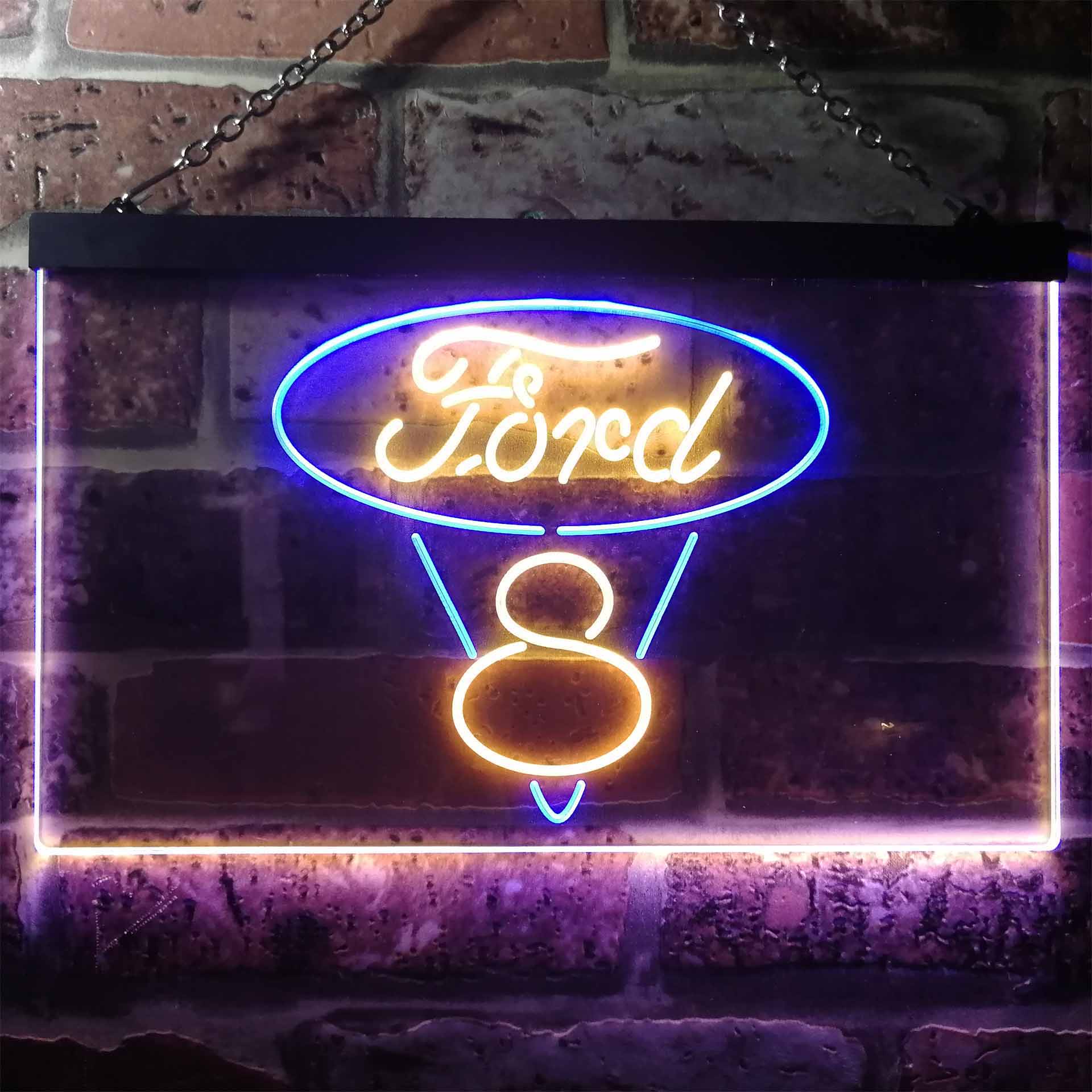 Ford V8 Car LED Neon Sign -Holiday Gift, Garage Decor Gift
