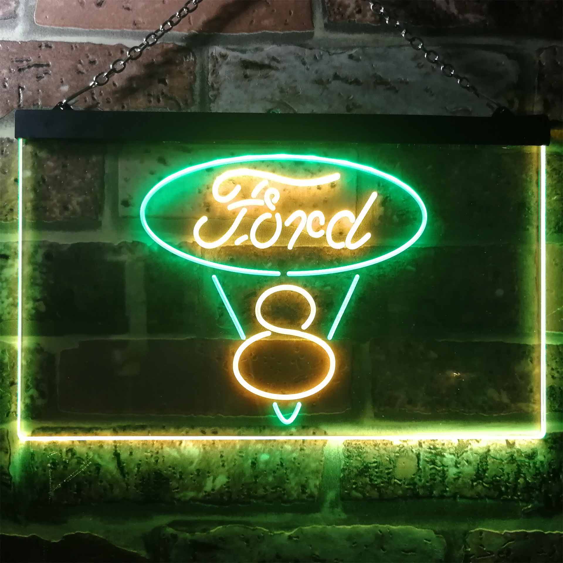 Ford V8 Car LED Neon Sign -Holiday Gift, Garage Decor Gift