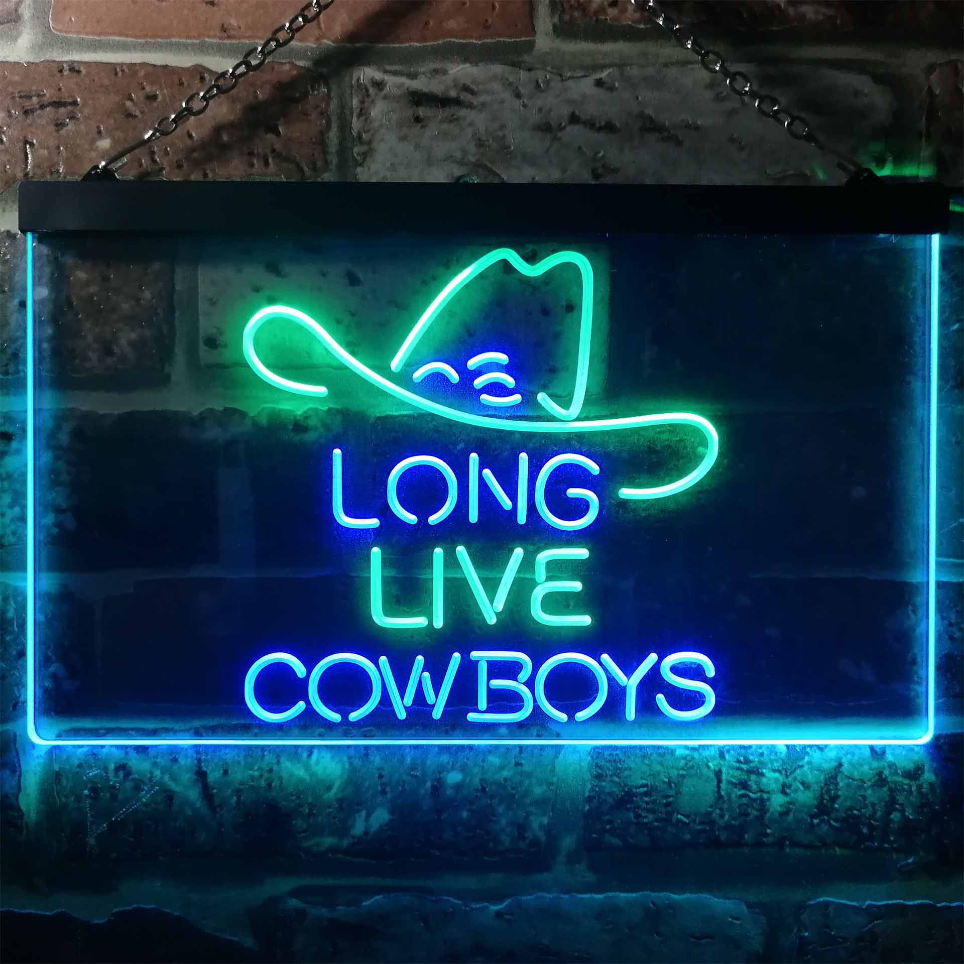 Long Live Cowboys Wranglers Dual Color LED Neon Sign ProLedSign