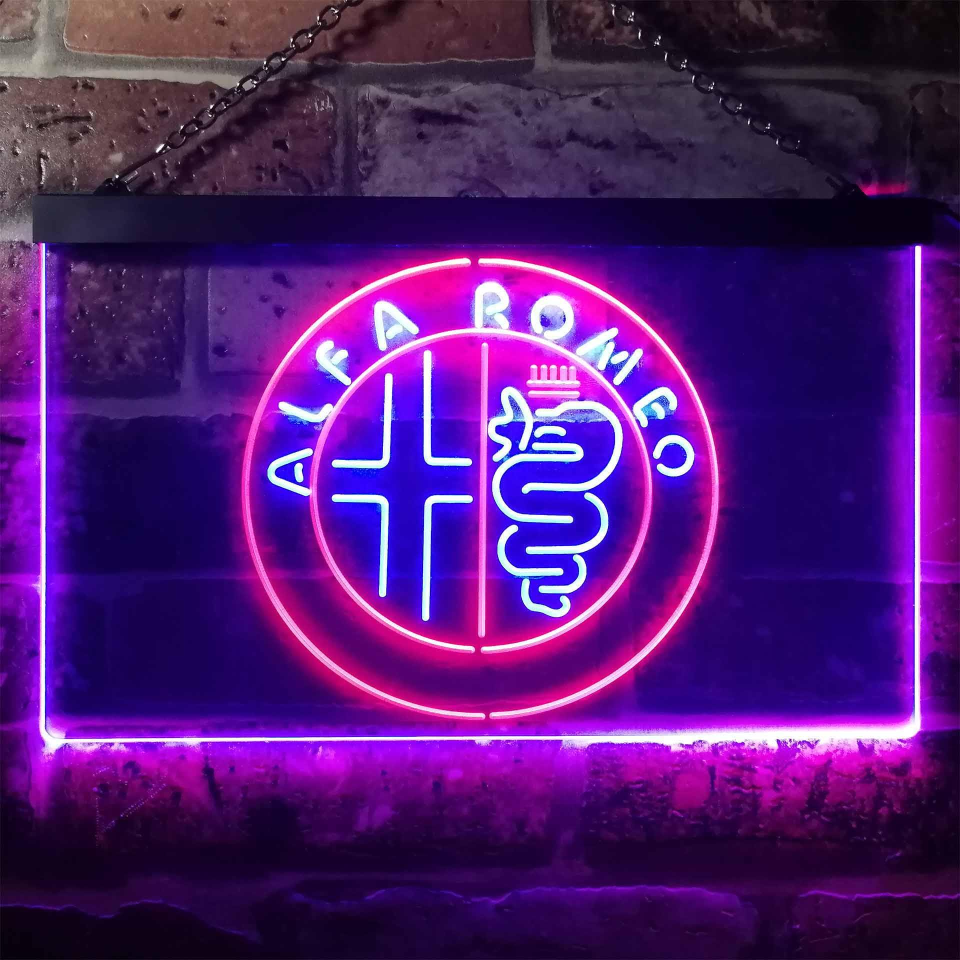 Alfa Romeo Car Garage Bar Dual Color LED Neon Sign ProLedSign