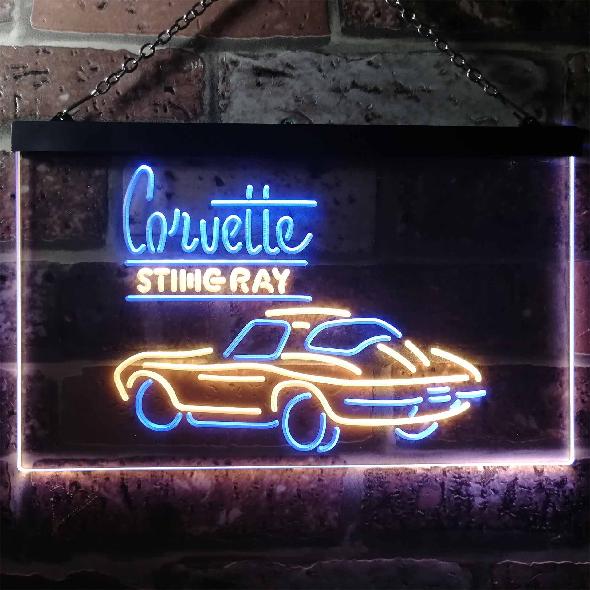 Corvette Sting Ray Dual Color LED Neon Sign ProLedSign