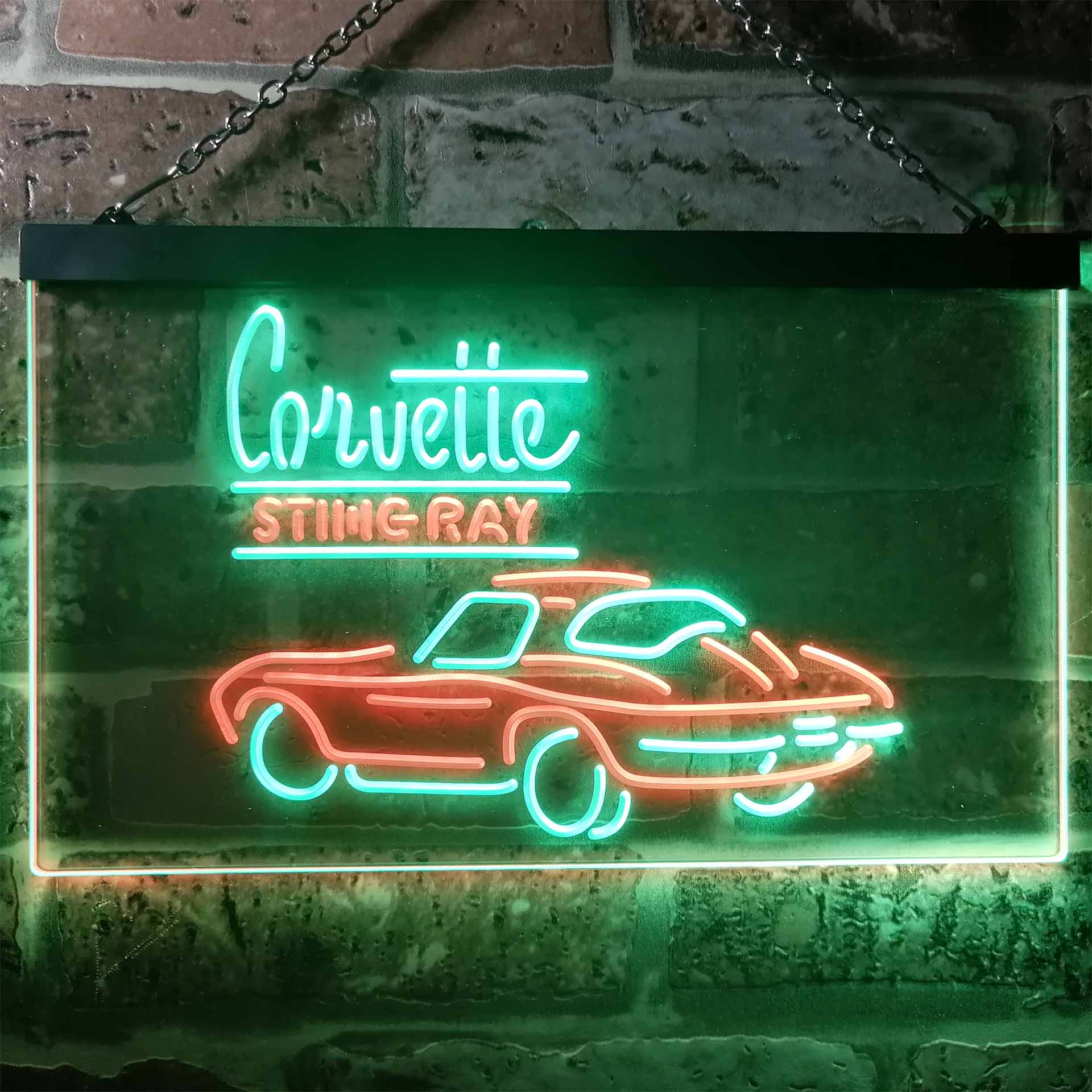 Corvette Sting Ray Dual Color LED Neon Sign ProLedSign