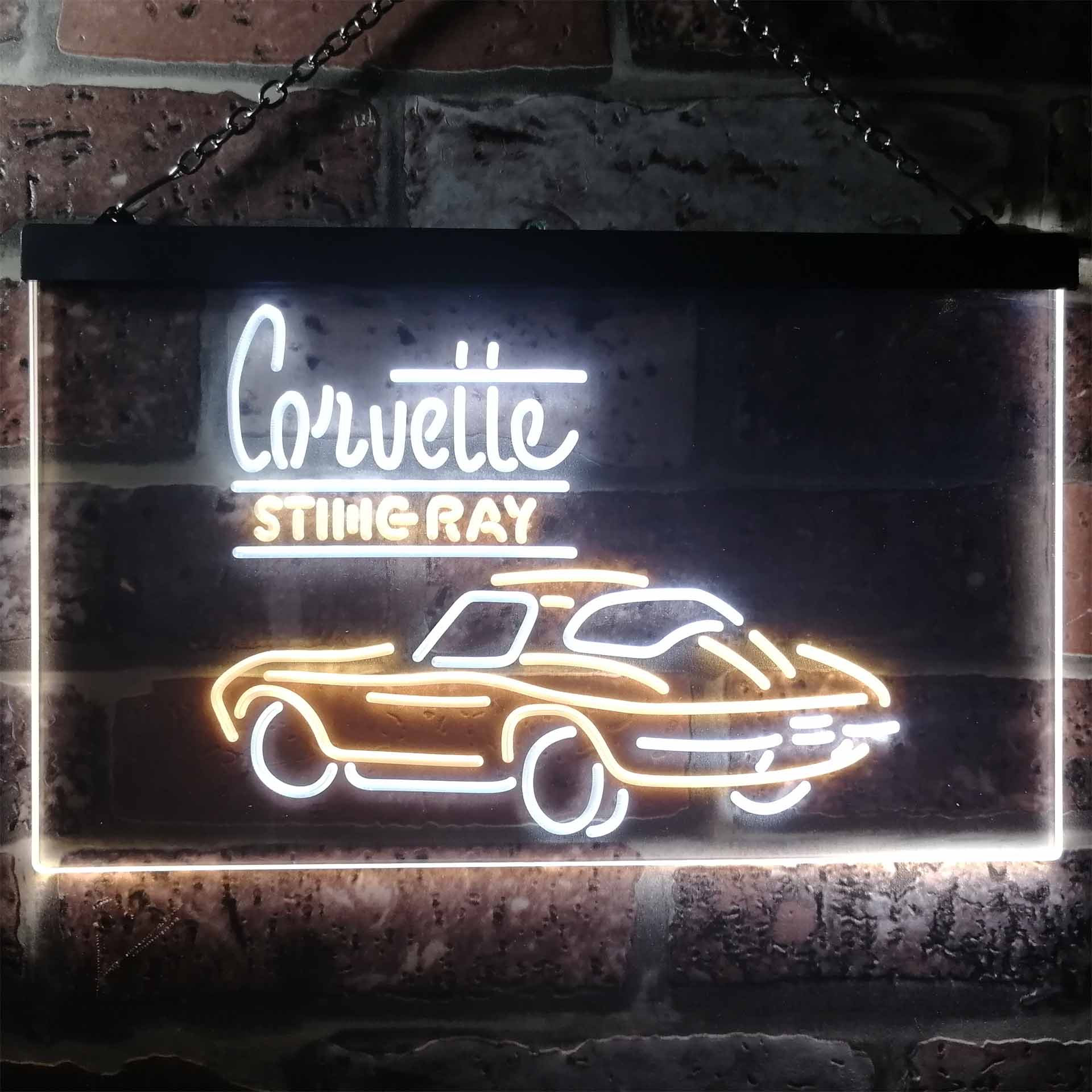 Corvette Sting Ray Dual Color LED Neon Sign ProLedSign