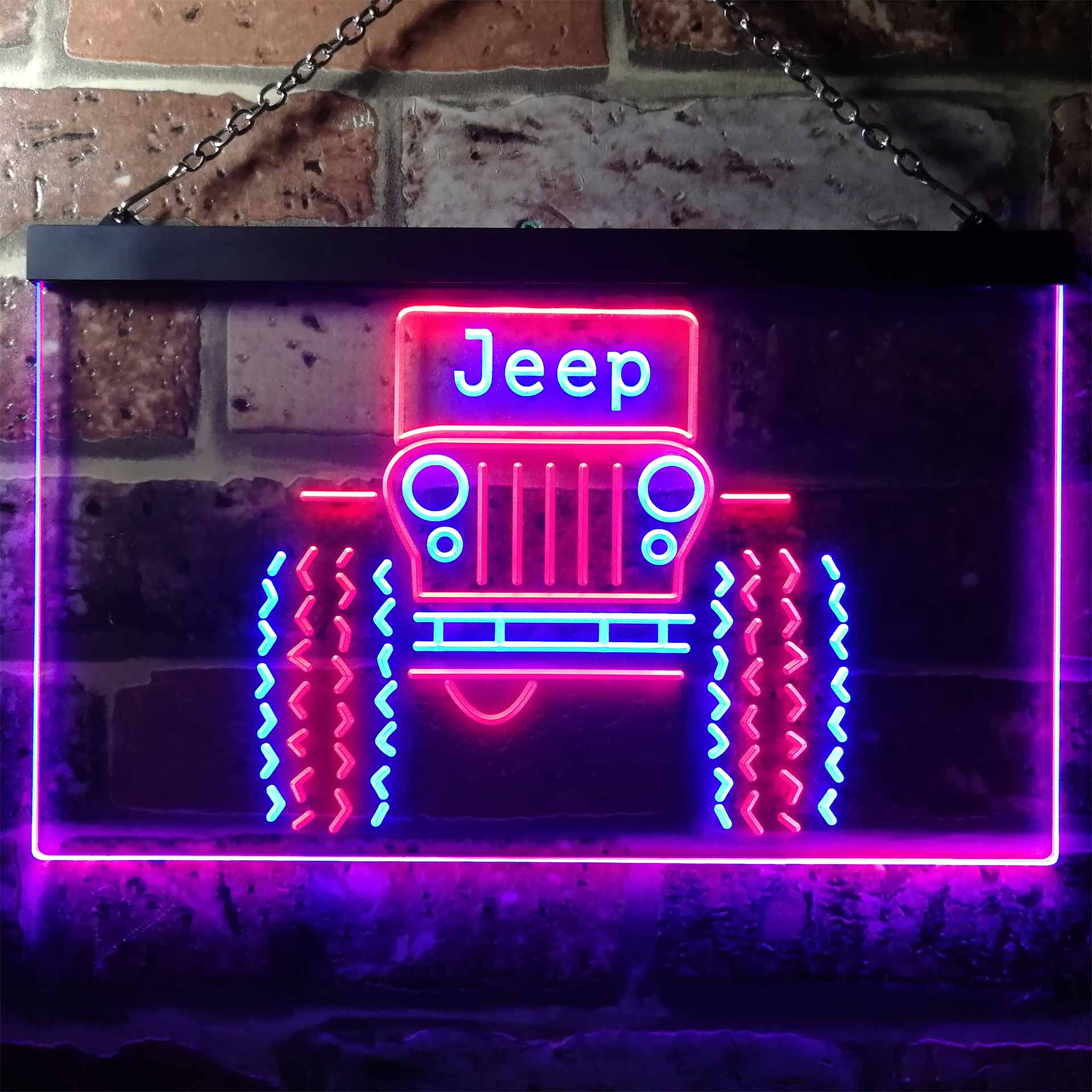 Only in a Jeep Truck Garage Dual Color LED Neon Sign ProLedSign