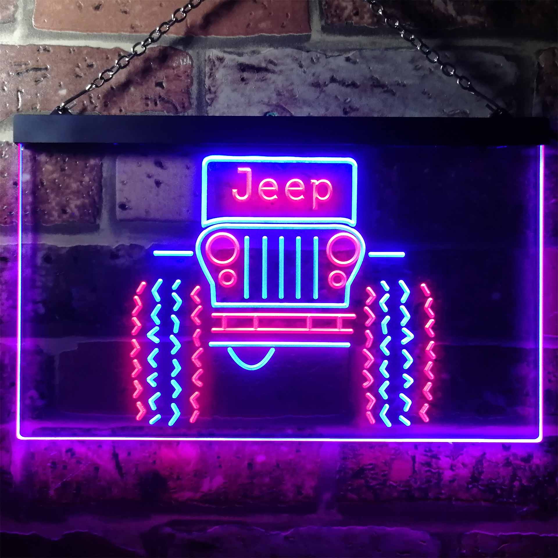 Only in a Jeep Truck Garage Dual Color LED Neon Sign ProLedSign