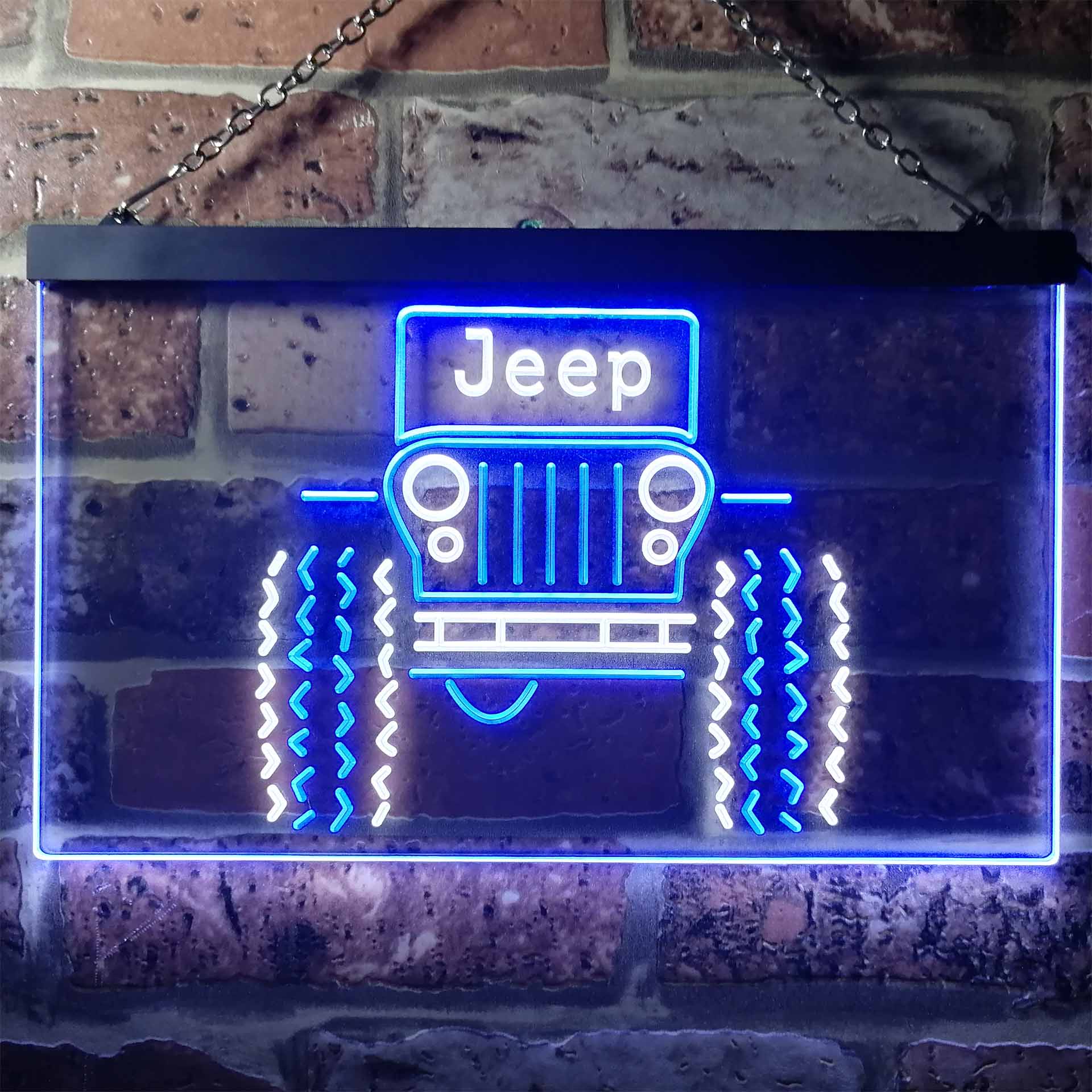 Only in a Jeep Truck Garage Dual Color LED Neon Sign ProLedSign