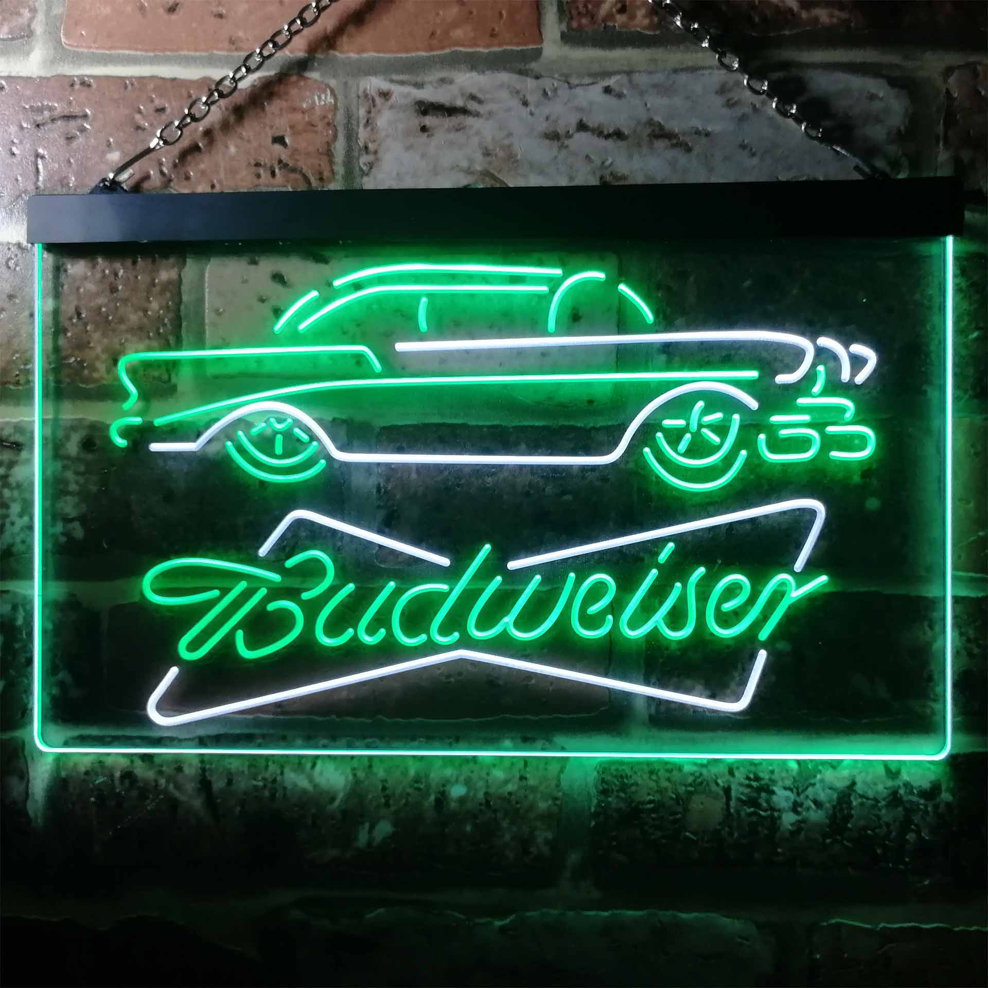 Vintage Car Auto Budweiser Dual Color LED Neon Sign ProLedSign
