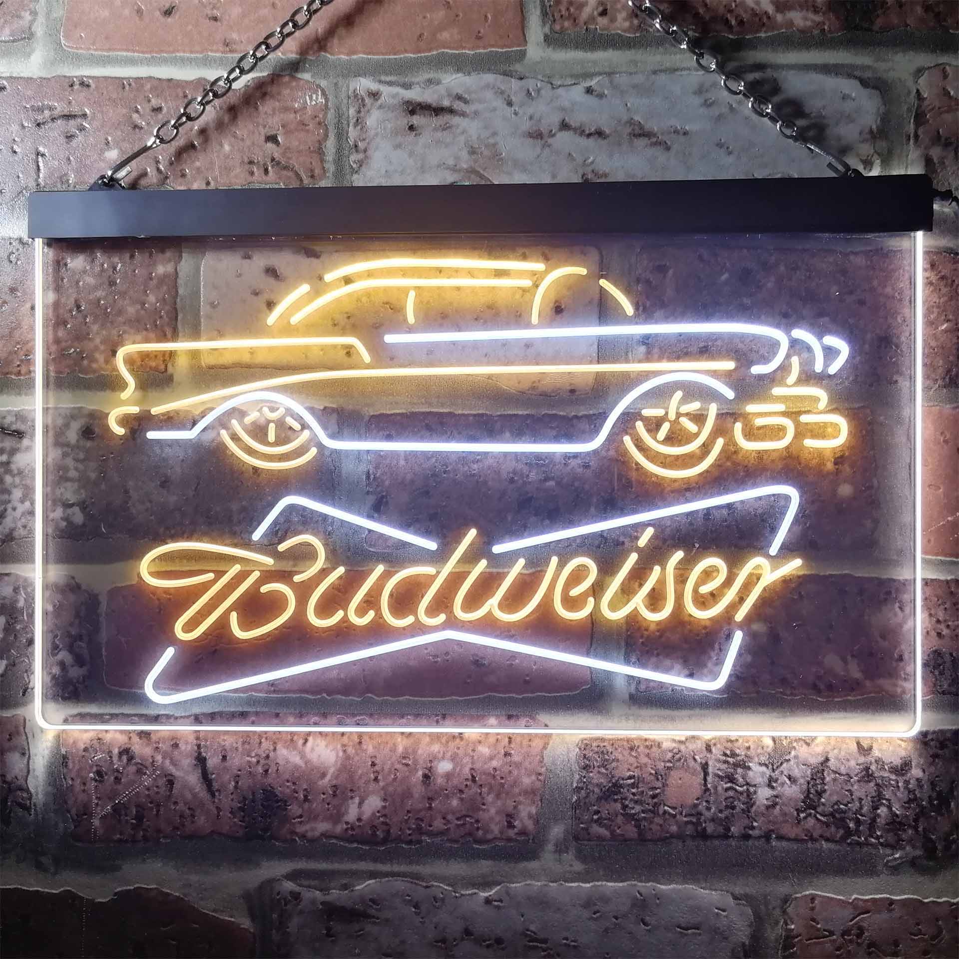 Vintage Car Auto Budweiser Dual Color LED Neon Sign ProLedSign