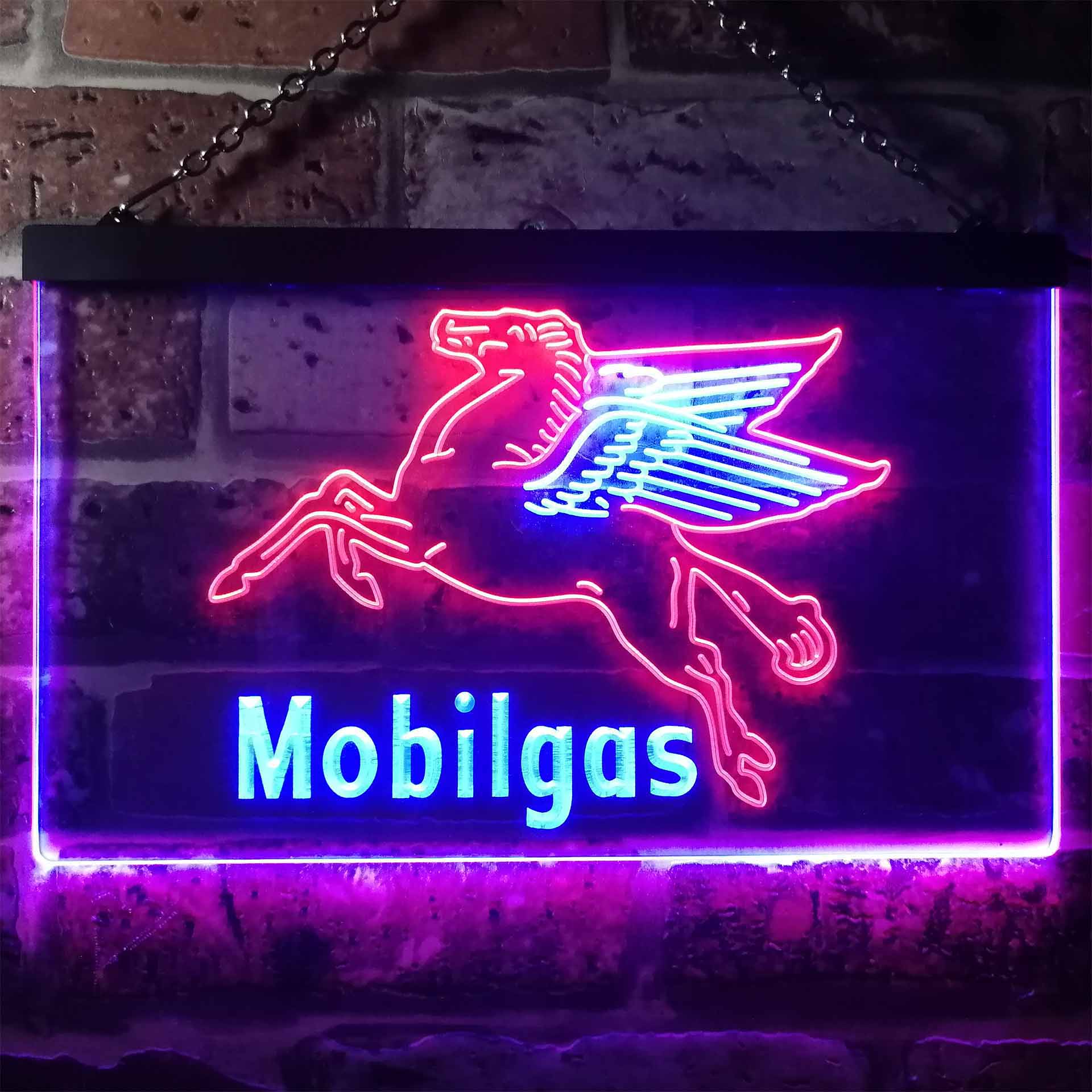 Mobil Gas Flying Horse Dual Color LED Neon Sign ProLedSign
